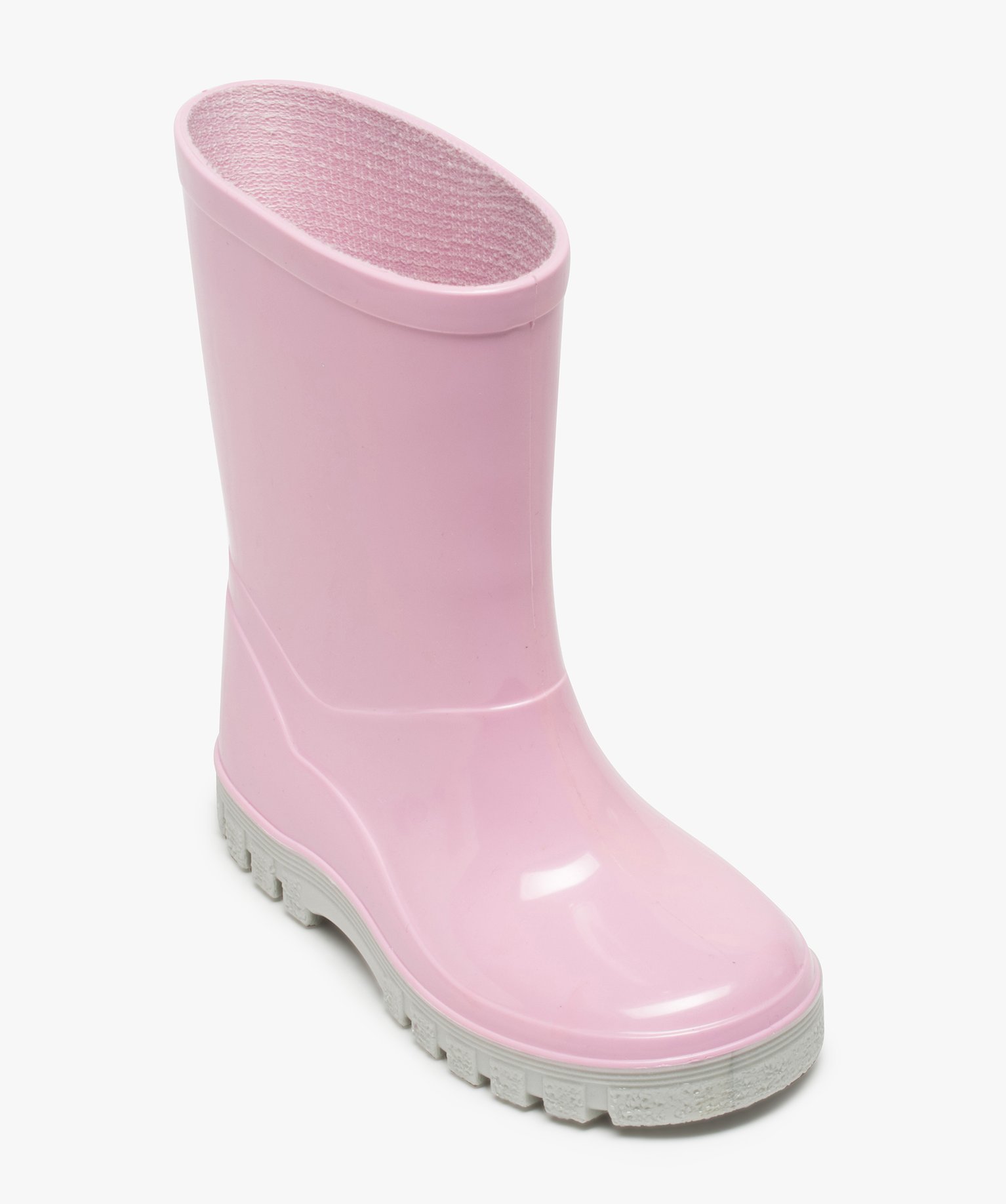Bottes de pluie fille unies à semelle crantée contrastante rose | GEMO