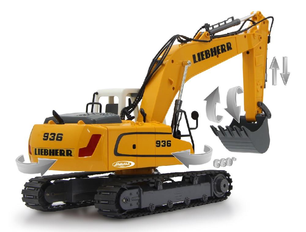 Jamara e.K. JAMARA Bagger Liebherr R936 1:20 2,4GHz Destruction-Set mit Schalengreifer und Abbruchhammer