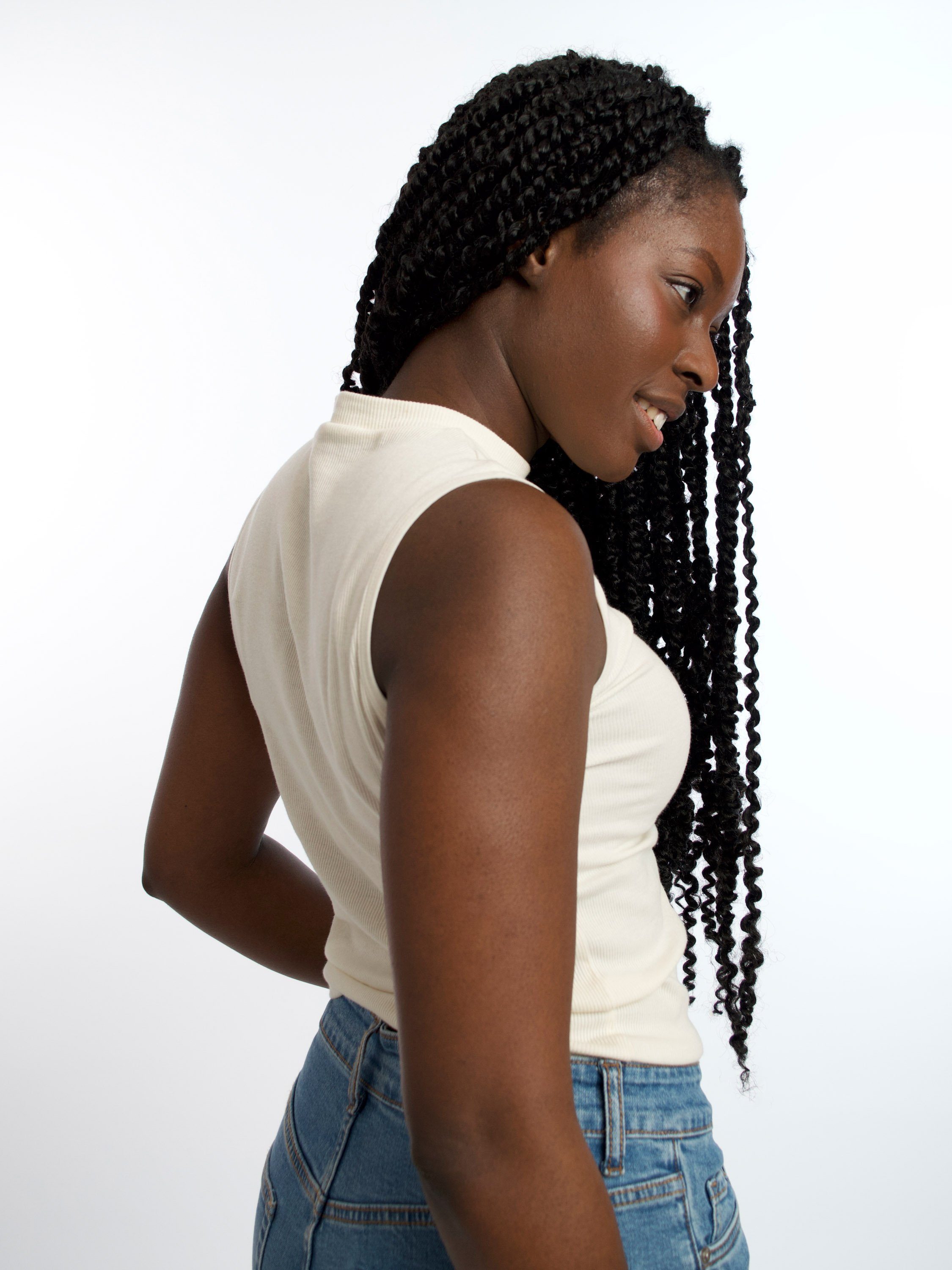 HONEST BASICS Ripptanktop Mock-Top aus Stretch-Rippstoff, mit OCS zertifizierter Bio-Baumwolle