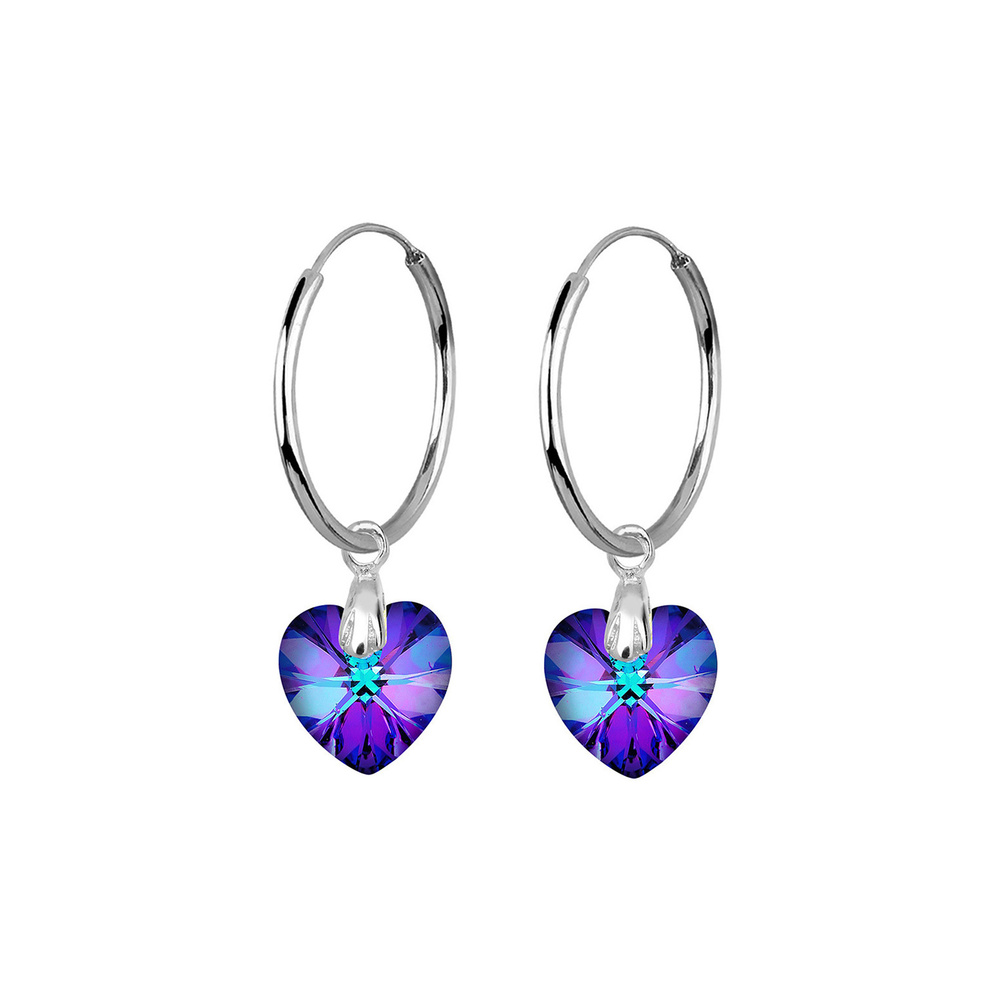 Elli Elli Boucles d'Oreilles Herz Creolen Kristalle 925 Silber Boucles d'oreilles