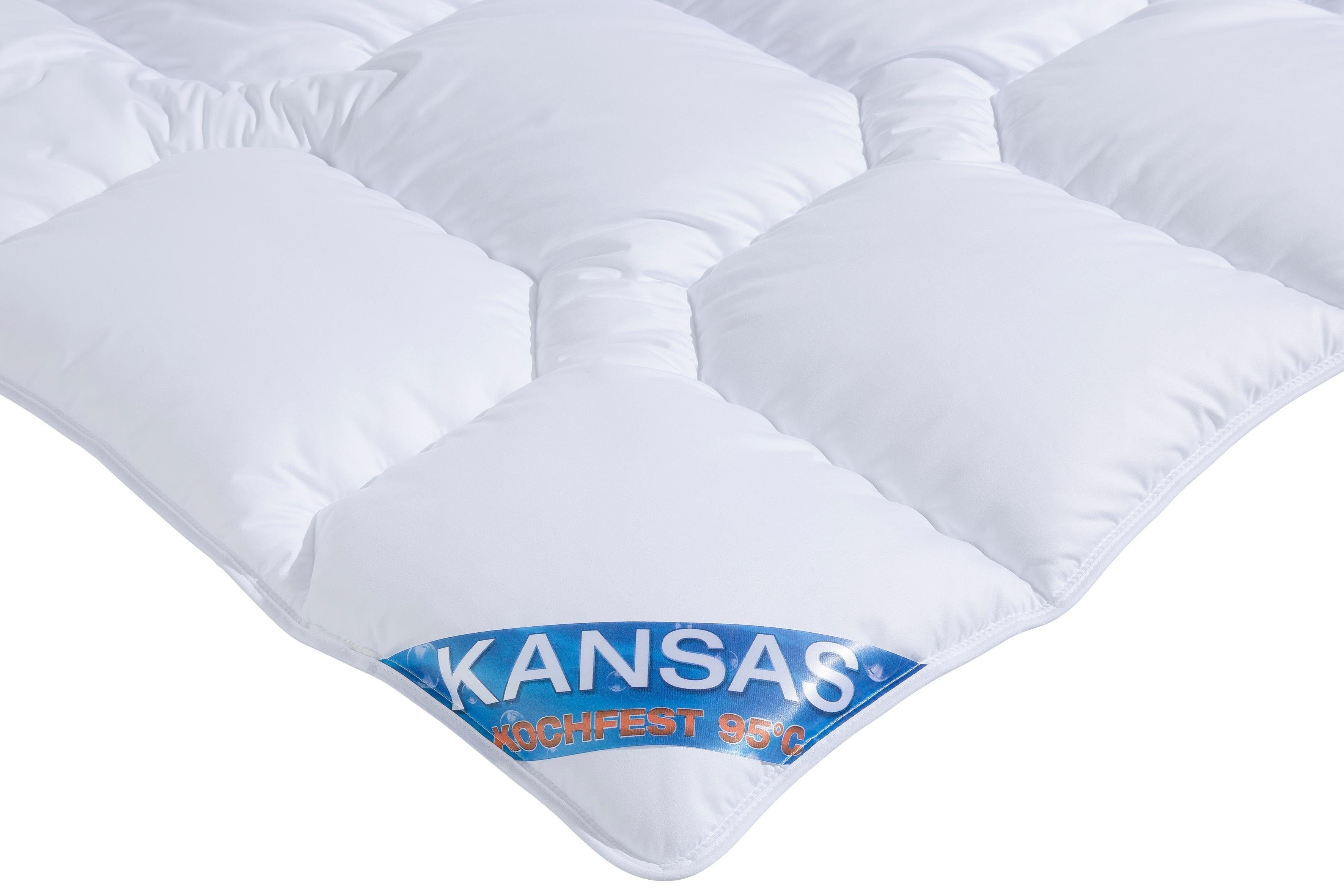 Microfaserbettdecke + Kopfkissen, Kansas, f.a.n. Schlafkomfort, Füllung: Markenhohlfaser EUROfill (Bettdecke), Bezug: Microfaser mit Peach-touch (Bettdecke), Microfaser (Kopfkissen), Bettwaren-Set Topseller, in 135x200 cm, für Sommer oder Winter