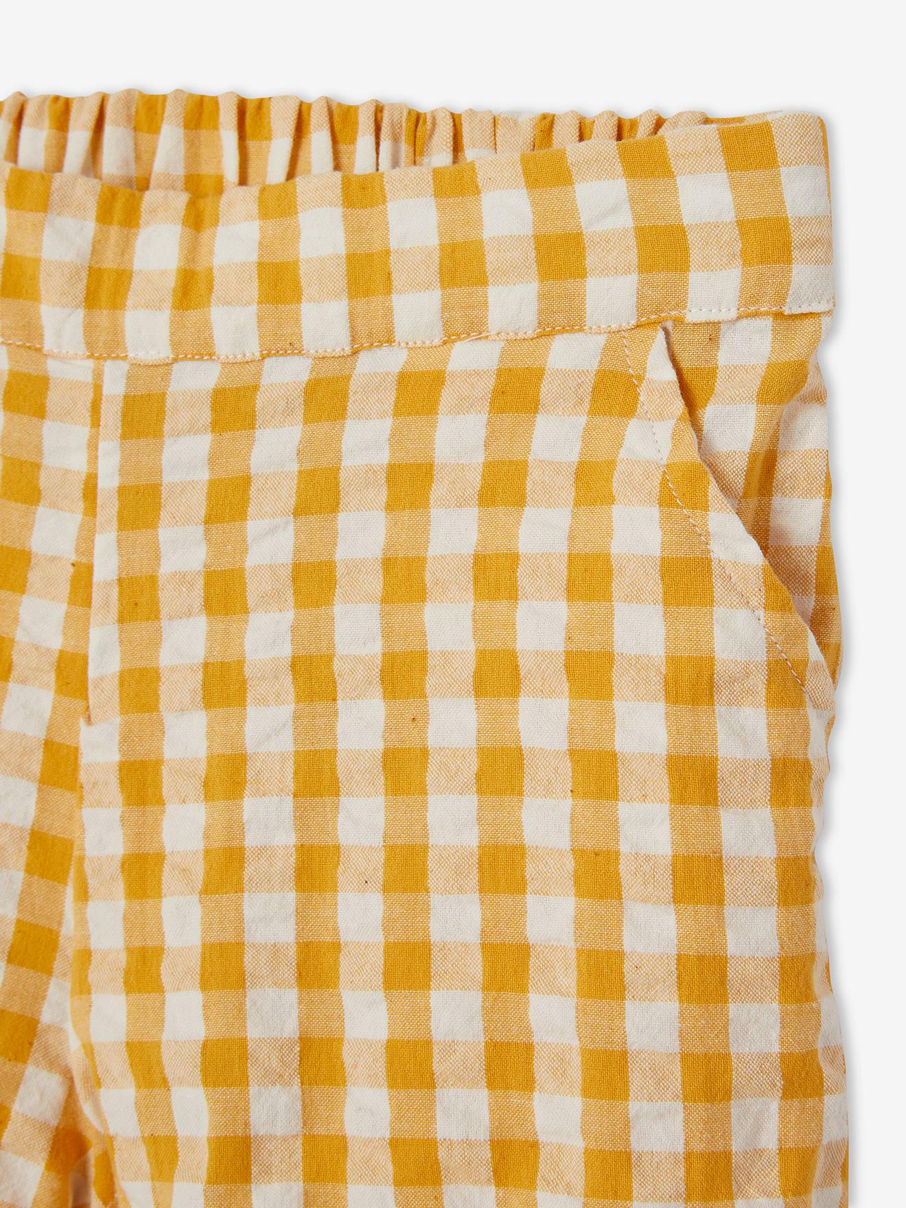 Vertbaudet Mädchen-Set: T-Shirt & Shorts mit Karomuster - wollweiß