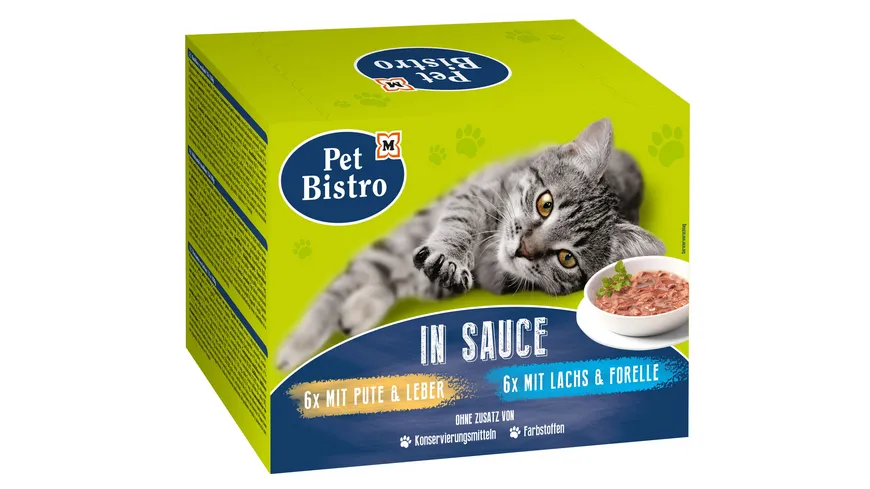 Pet Bistro Katzennassfutter In Sauce Variationen Pute + Lachs 1200 g