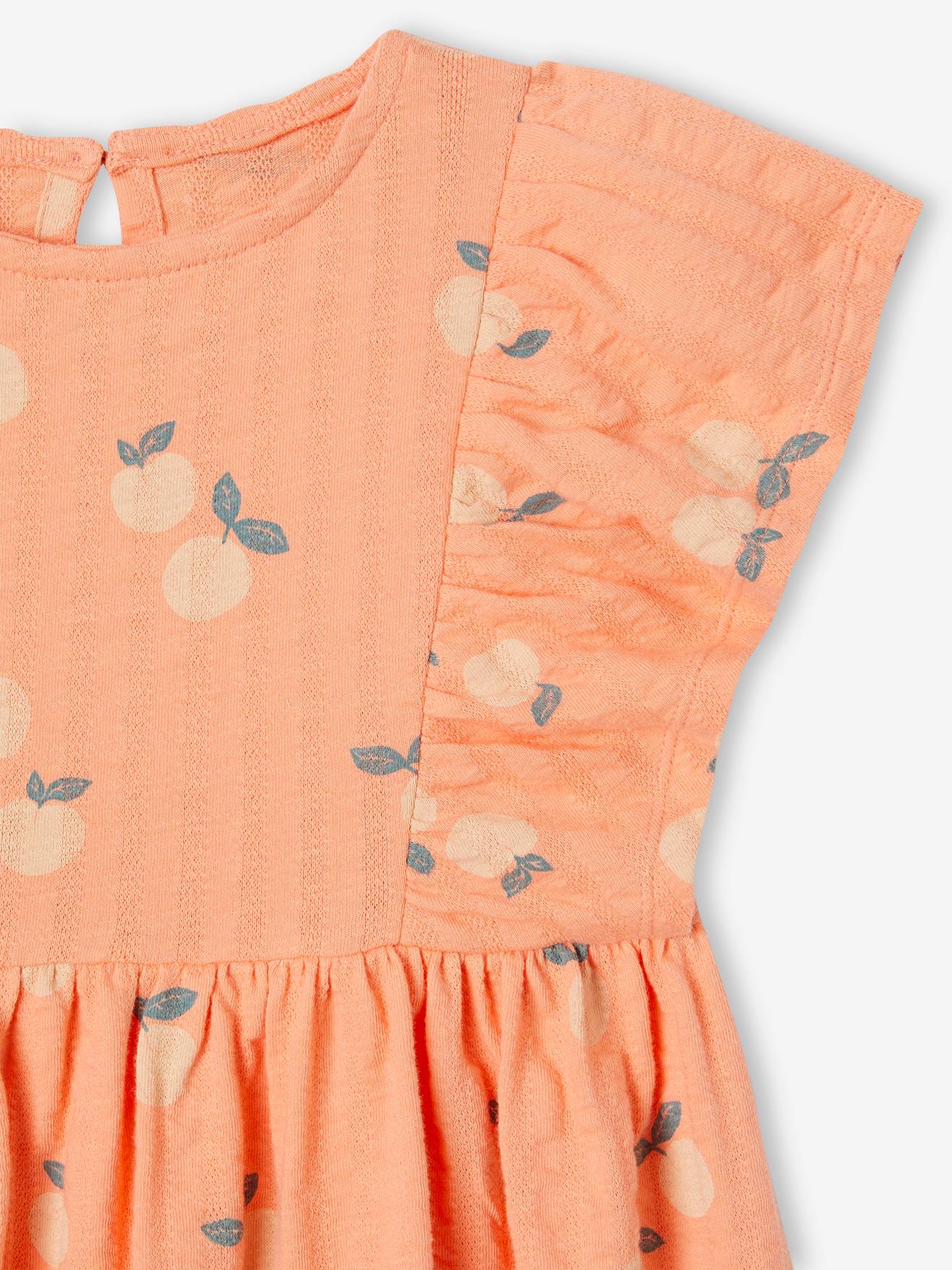 Vertbaudet Mädchen Kleid mit Reliefstruktur Oeko-Tex - mandarine