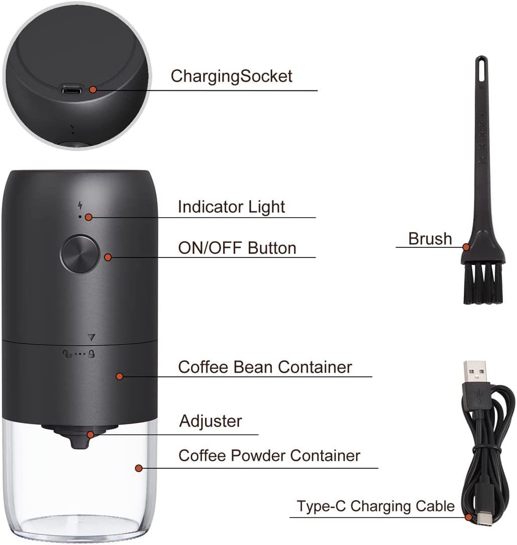 autolock Kaffeemühle Kaffeemühle Elektrisch mit Keramik Kegelmahlwerk
