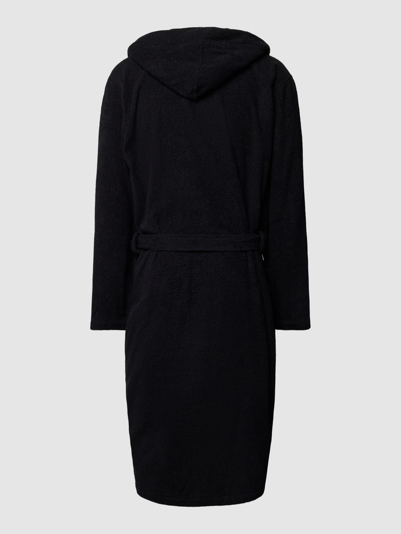 Bademantel mit Label-Stitching in schwarz