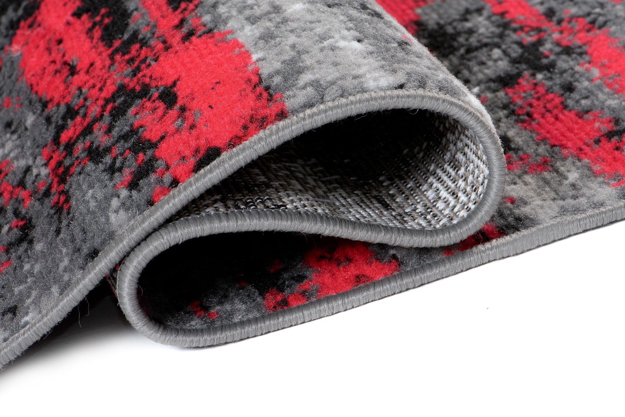 Läufer Läufer Flurläufer Modern für Vorzimmer 70 cm Breit Grau Rot, Mazovia, 70 x 100 cm, Kurzflor, Meterware, Höhe 8 mm, Kurzflor - niedrige Florhöhe