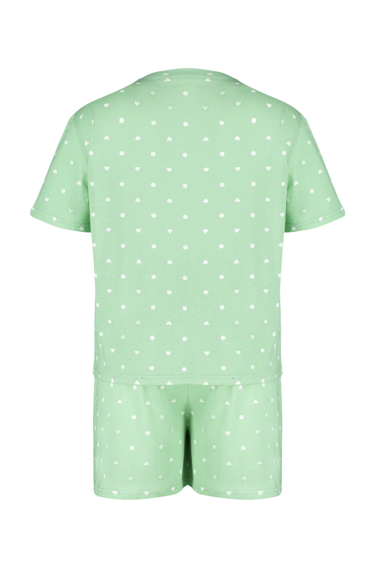 Trendyol Curve  Gestricktes Pyjama-Set mit Herzmuster in Mintgrün TBBSS24AI00025
