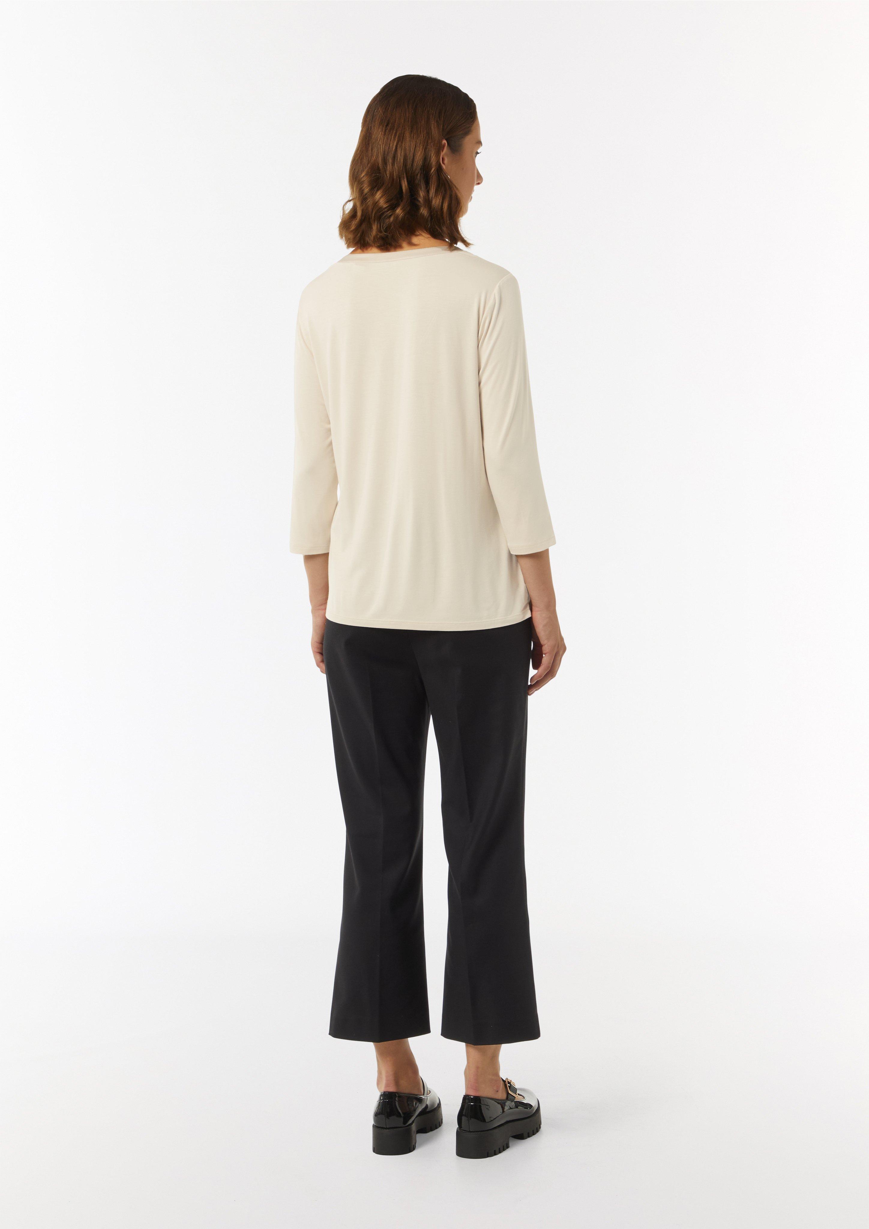 Longsleeve im Fabricmix mit Tunika-Ausschnitt - beige