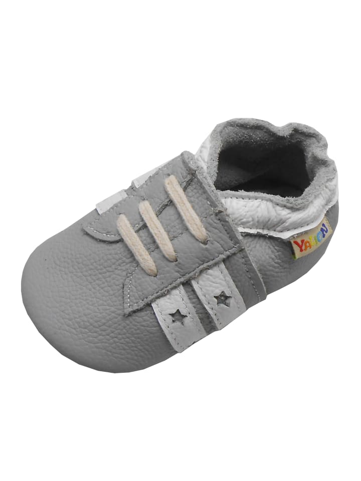 Yalion Leder-Krabbelschuhe in Grau günstig kaufen