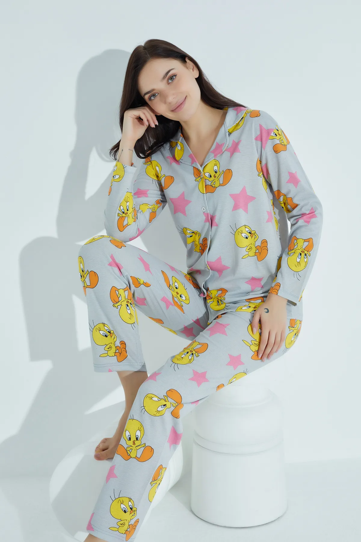 STRAWBERRY  Pyjama-Set aus Baumwolle mit Knöpfen