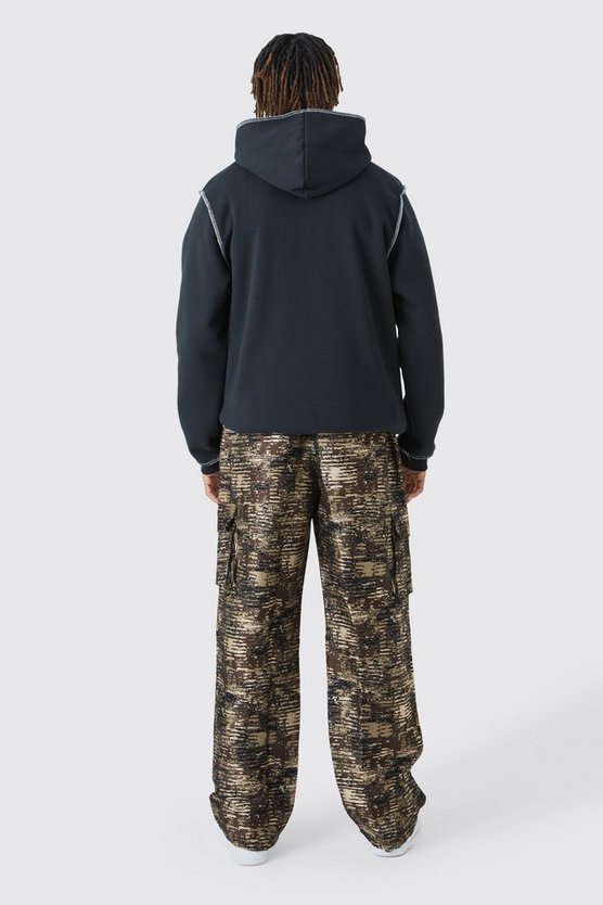 Tall Textured Camo Relaxed Cargo Trouser