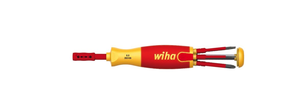 Wiha 38611 LiftUp Elektrischer Magnet-Bithalter mit 6 schlanken Bits