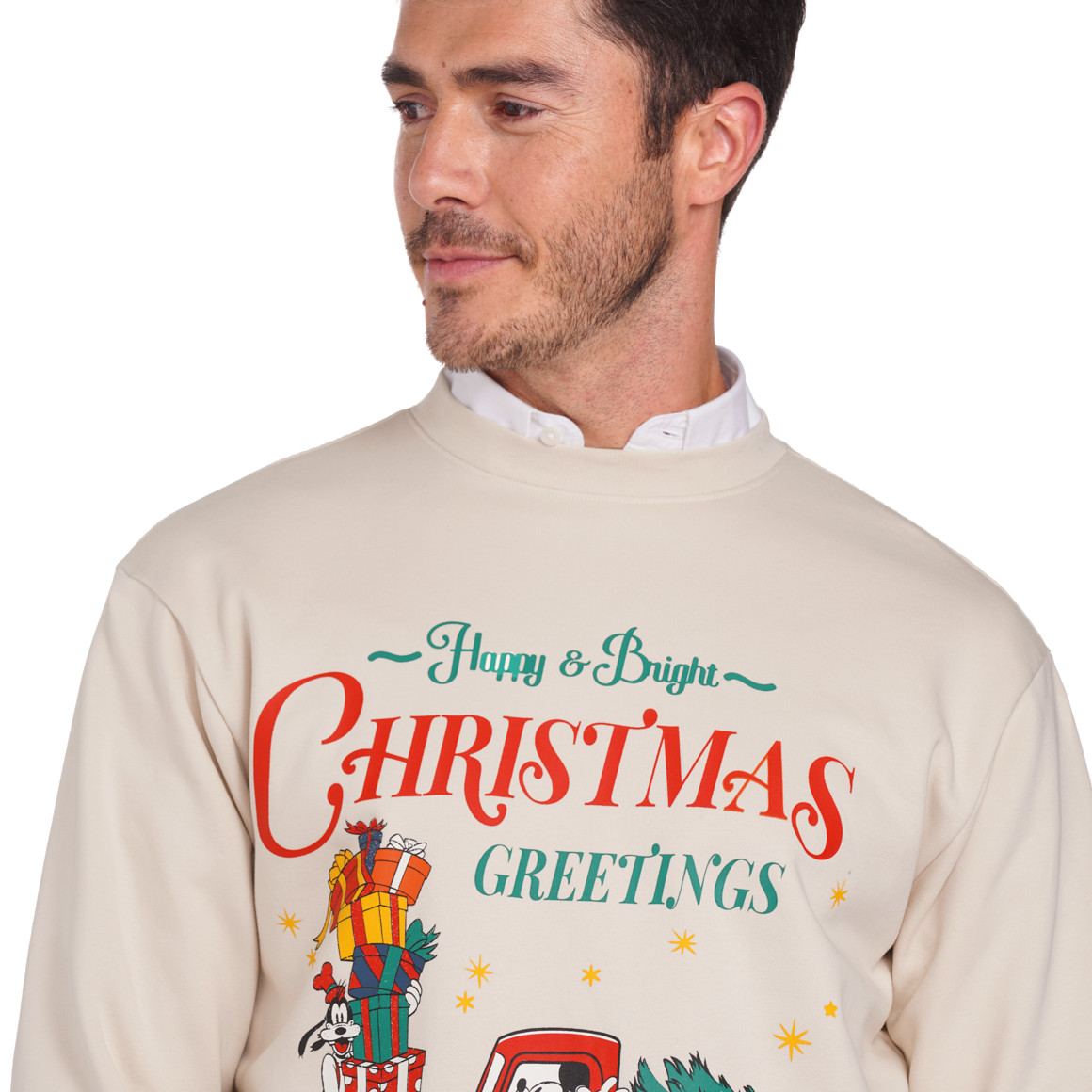 Micky Maus Weihnachtssweatshirt mit Print creme
