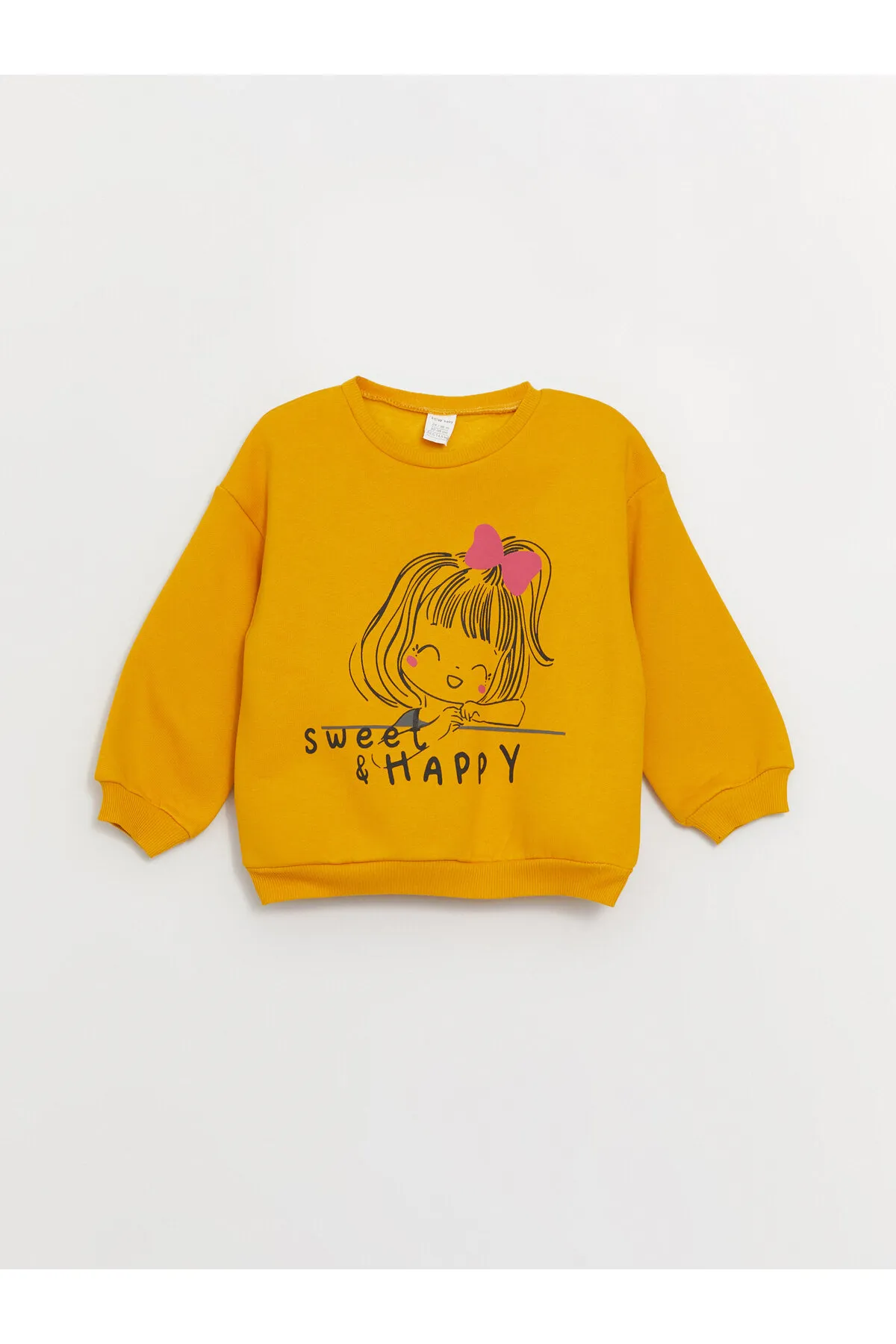 LC Waikiki  Langärmliges, bedrucktes Baby-Mädchen-Sweatshirt mit Rundhalsausschnitt