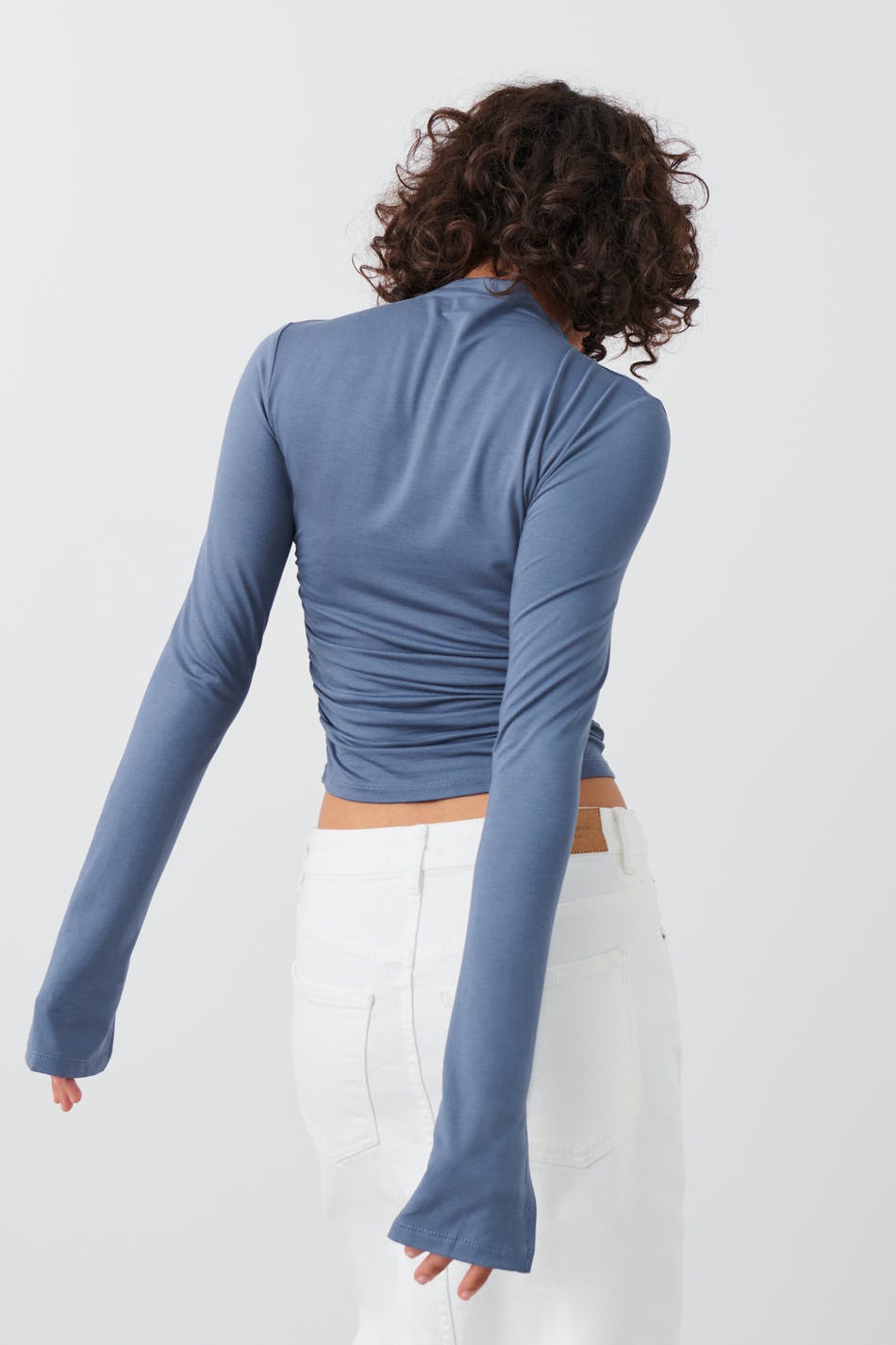 Soft touch funnel neck ls top