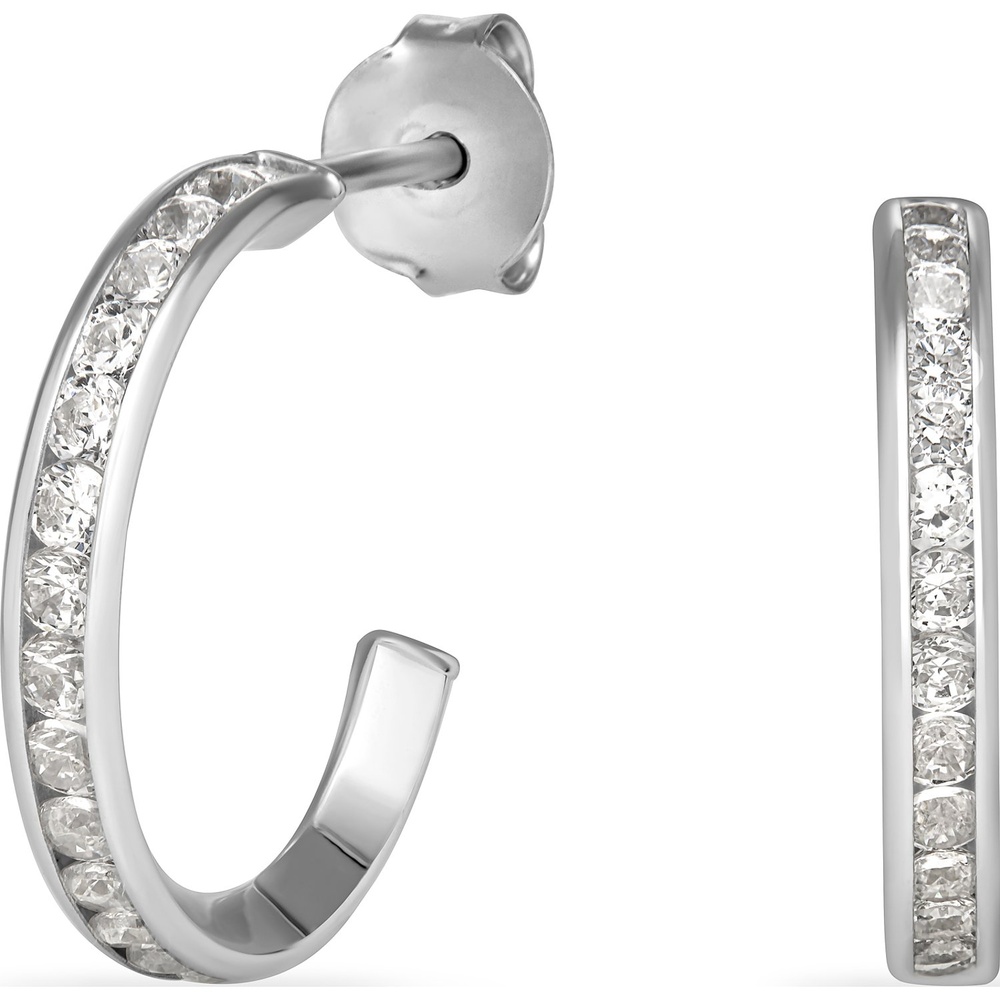 FAVS Boucles d'oreilles à fermoir à poussette 375 Or blanc Boucles d'oreilles