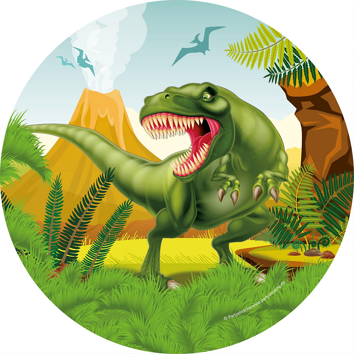 Papp-Partyteller Ø 23 cm Dinosaurier, 8 Stück