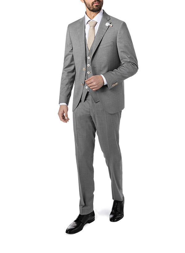 BALDESSARINI, Anzug mit Weste, Slim Fit, Schurwolle, hellgrau