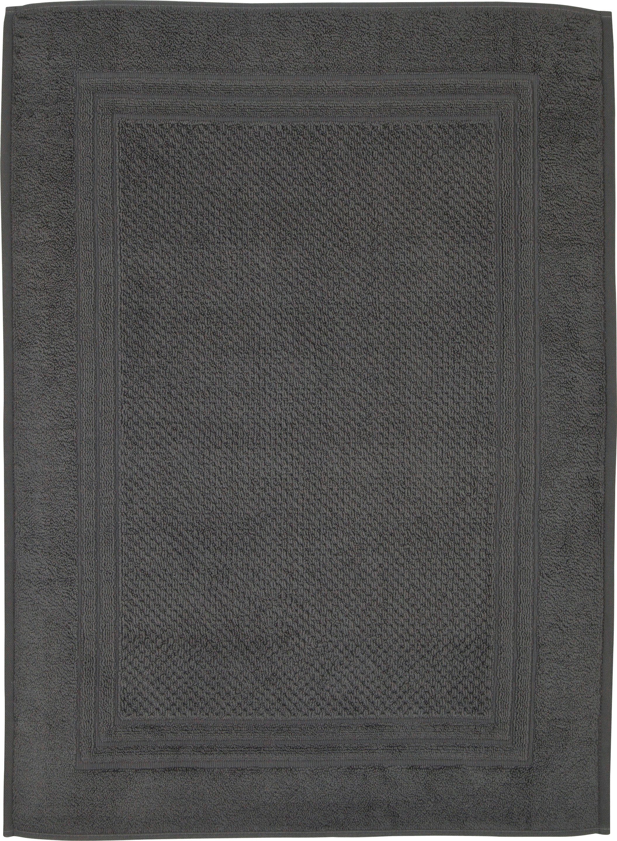 Duschmatte Unifond ROSS, Höhe 1 mm, fußbodenheizungsgeeignet, strapazierfähig, Baumwolle, rechteckig, Uni mit Bordüre, Badezimmerteppich, waschbar