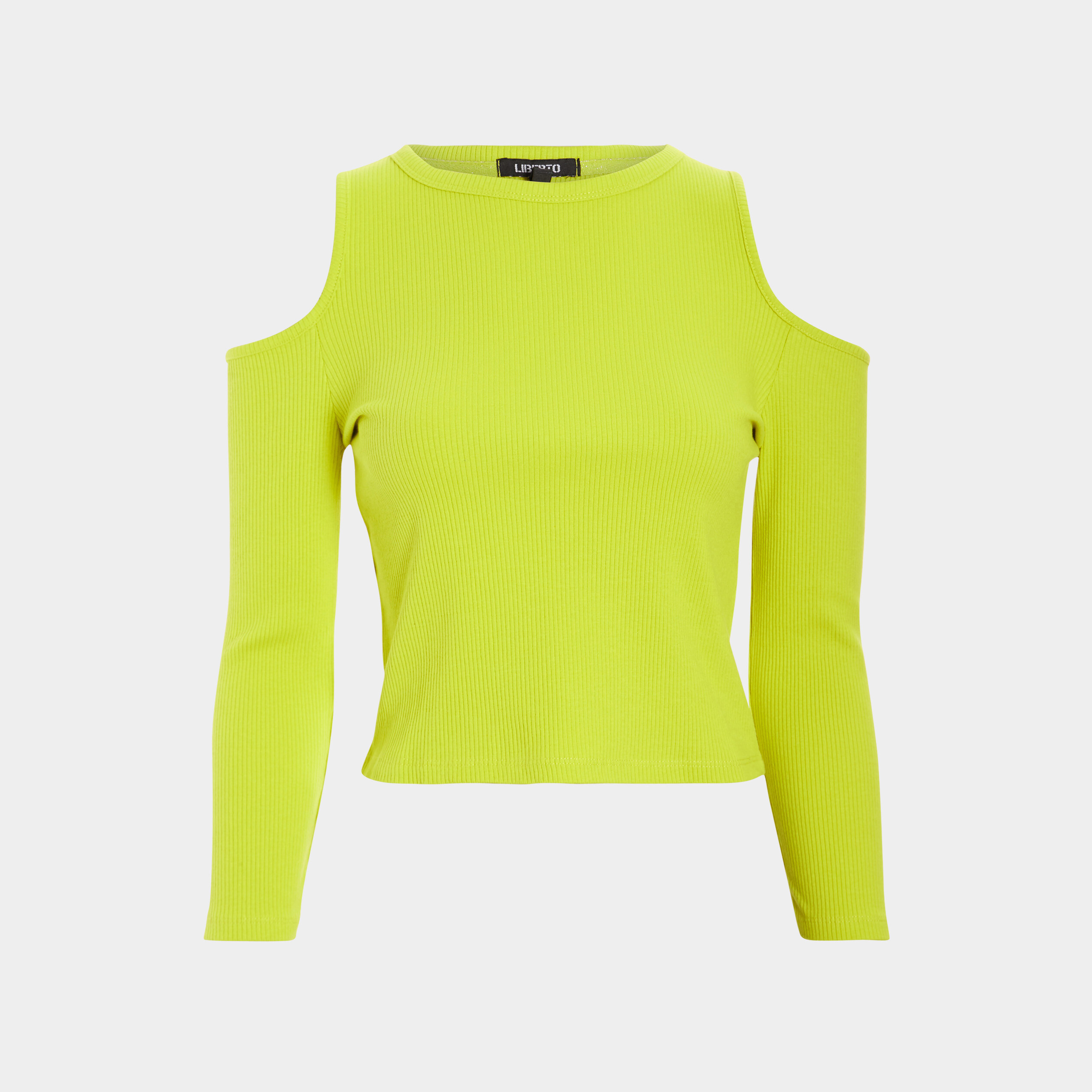 T-shirt côtelé ouvertures épaules vert olive femme | La Halle