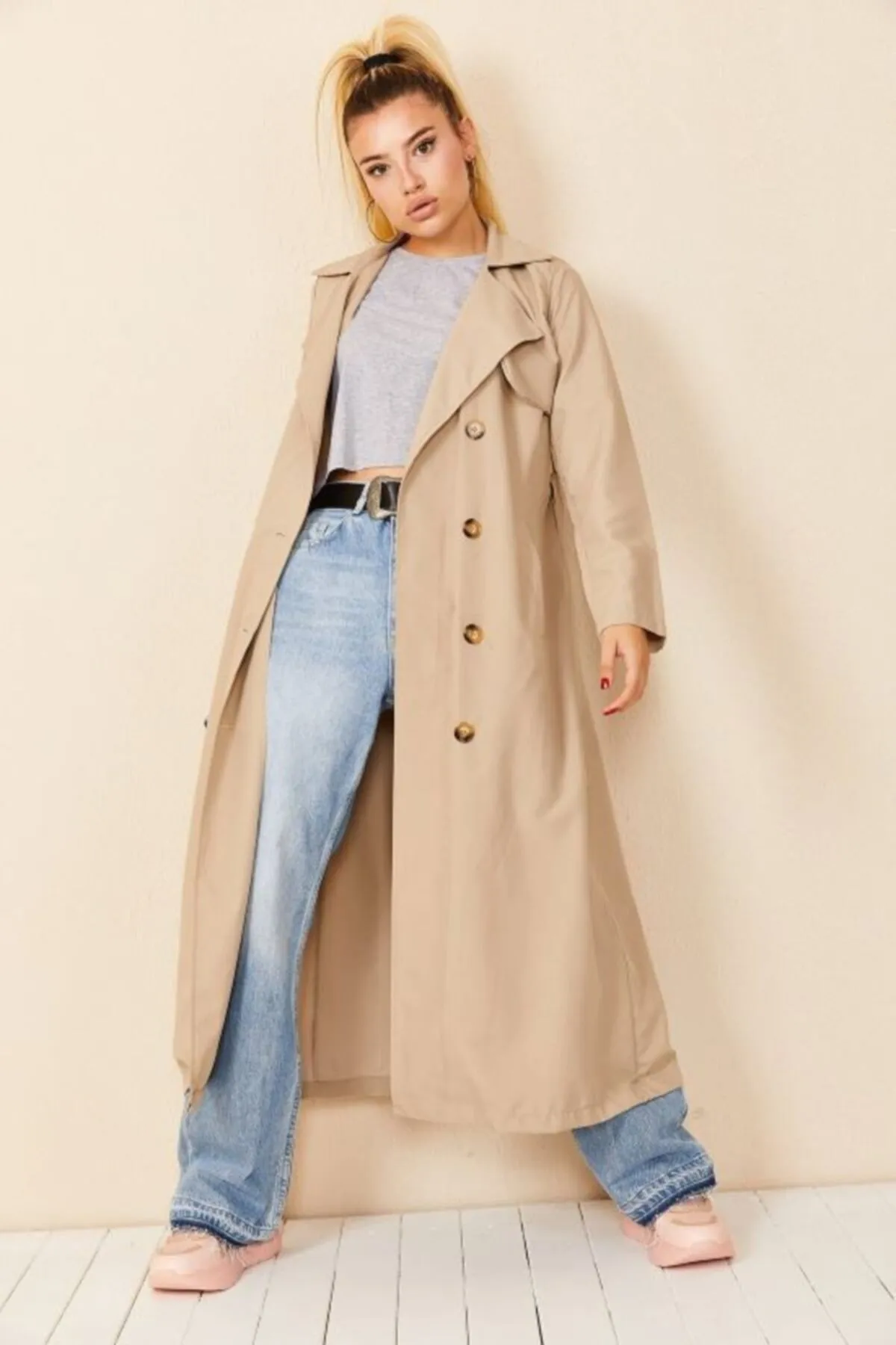 VOLT CLOTHİNG  Trenchcoat mit Schalkragen und Knöpfen für Damen