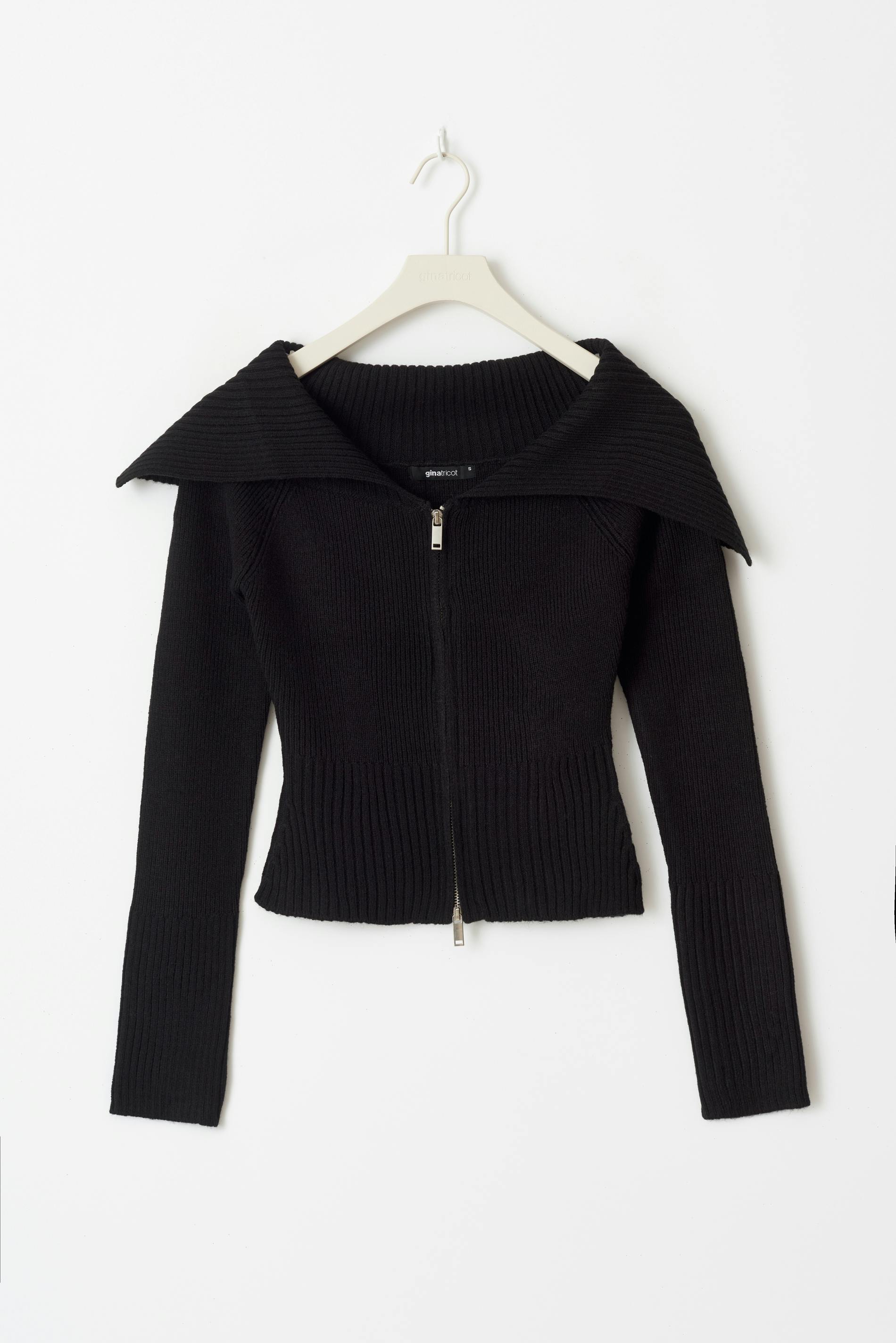 Knitted zip collar cardigan