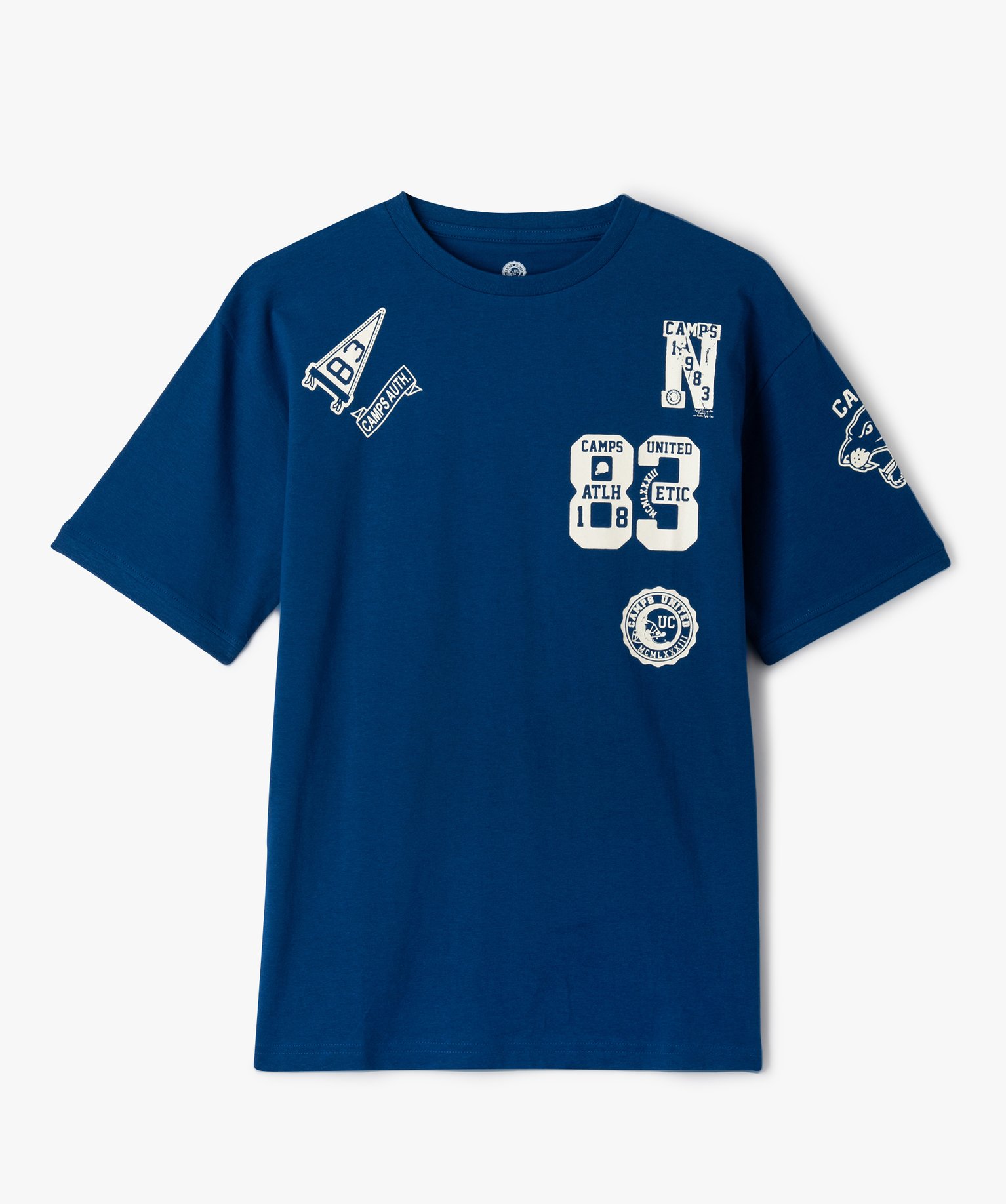 Tee-shirt à manches courtes avec motifs contrastants garo... bleu | GEMO