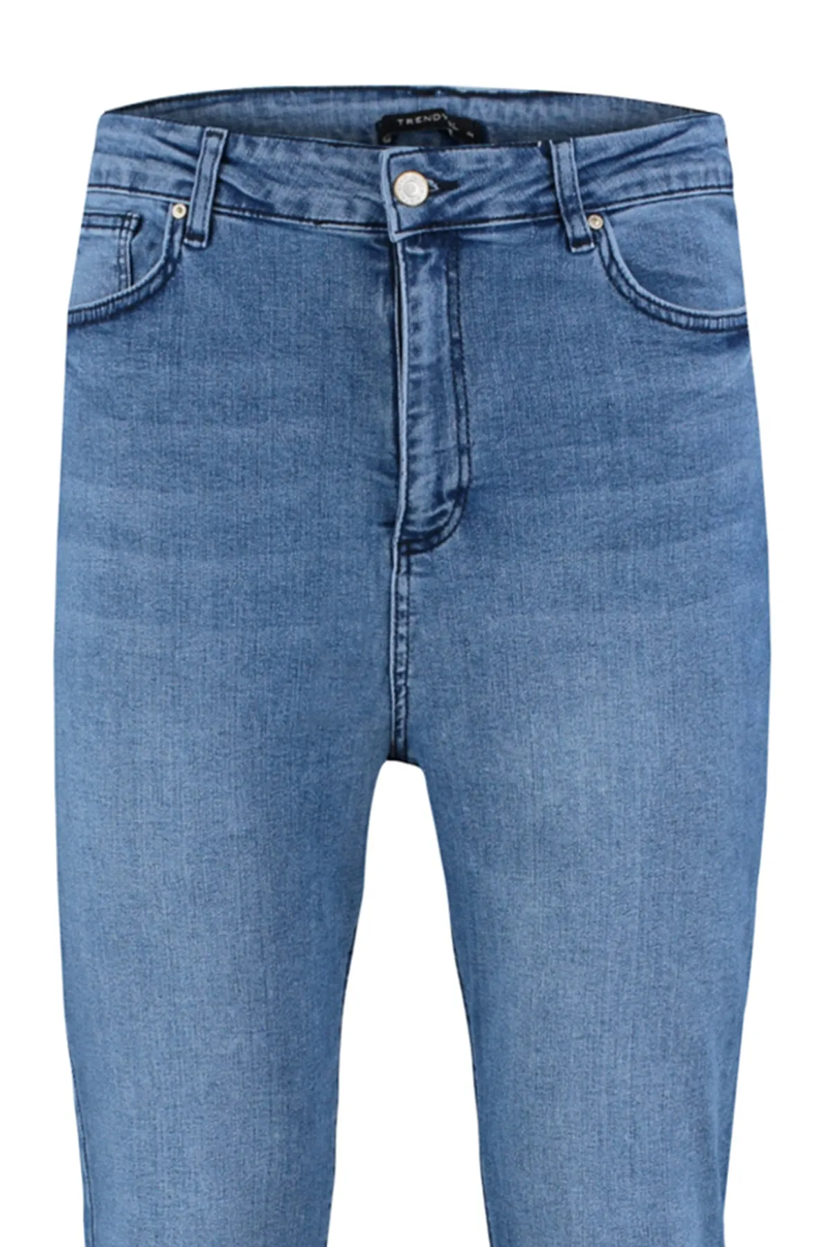 Trendyol Curve  Hellblaue, dehnbare Skinny-Jeans mit hoher Taille TBBAW23CJ00032