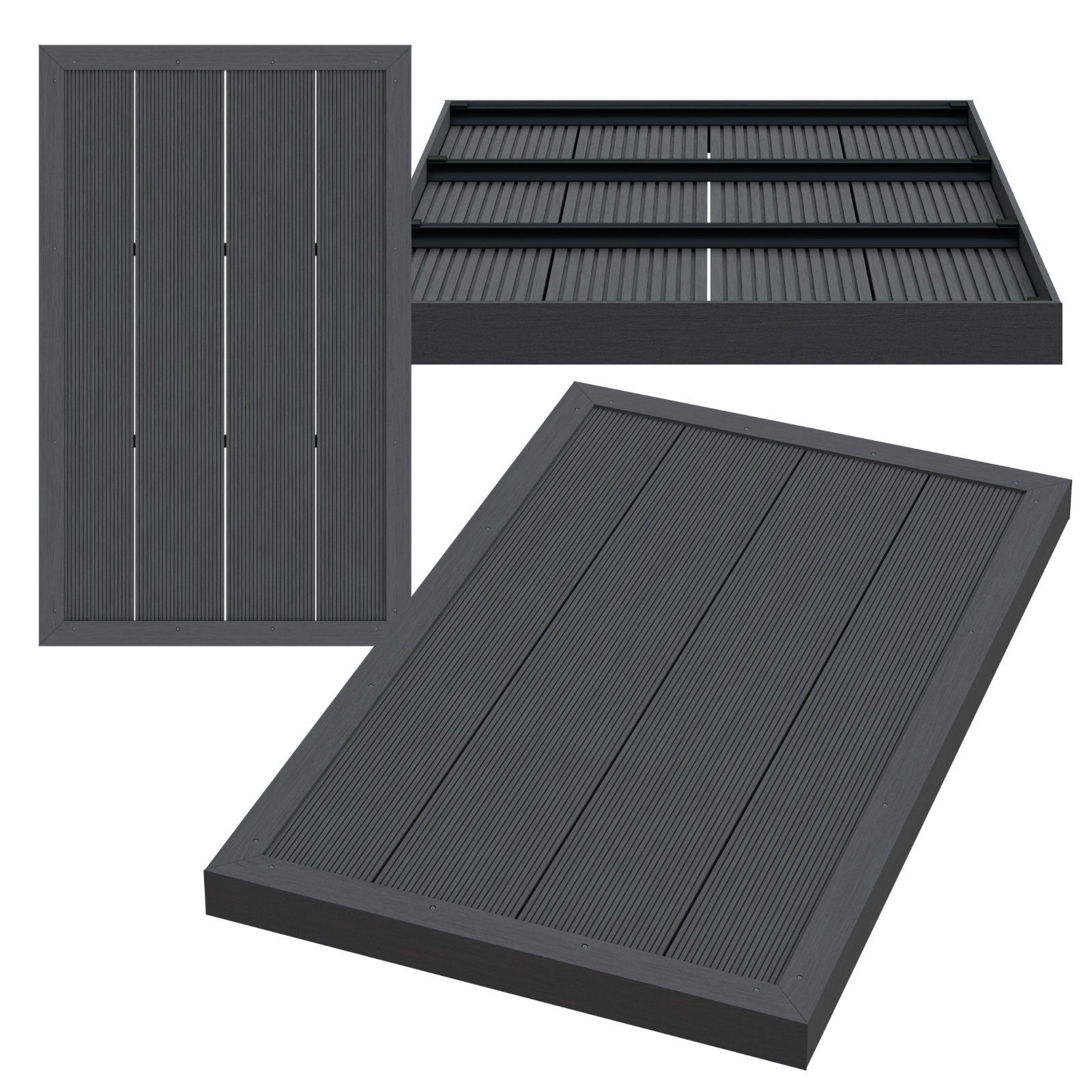 HAGO Solardusche WPC Bodenelement Gartendusche Solardusche Bodenplatte Pool Stehbrett