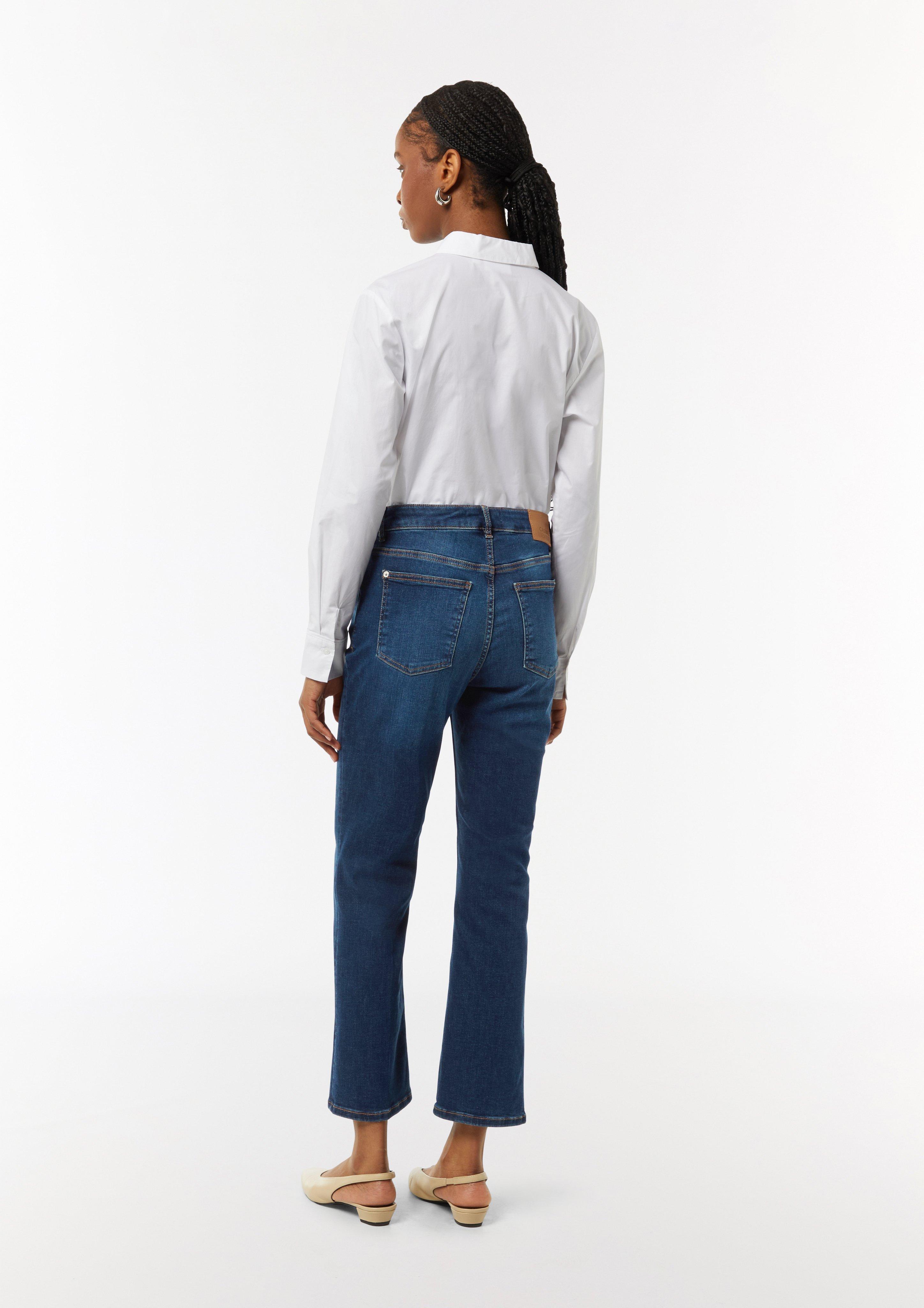 Elastische Ankle-Jeans mit leicht ausgestelltem Bein - dunkelblau