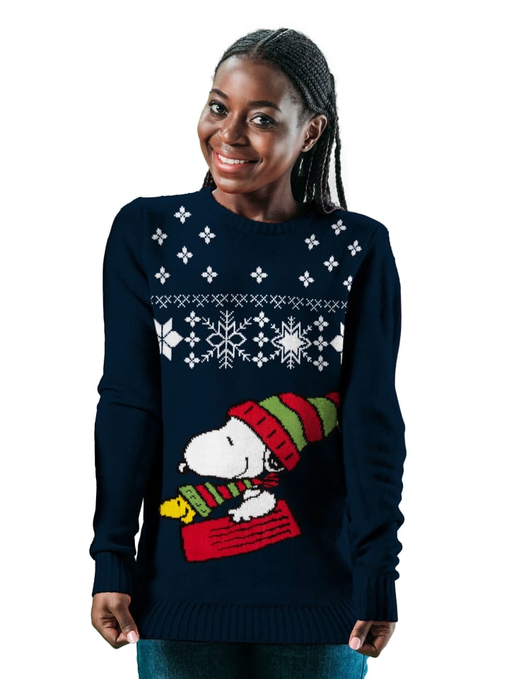 Snoopy The Peanuts Winterpullover - Snoopy in blau günstig kaufen