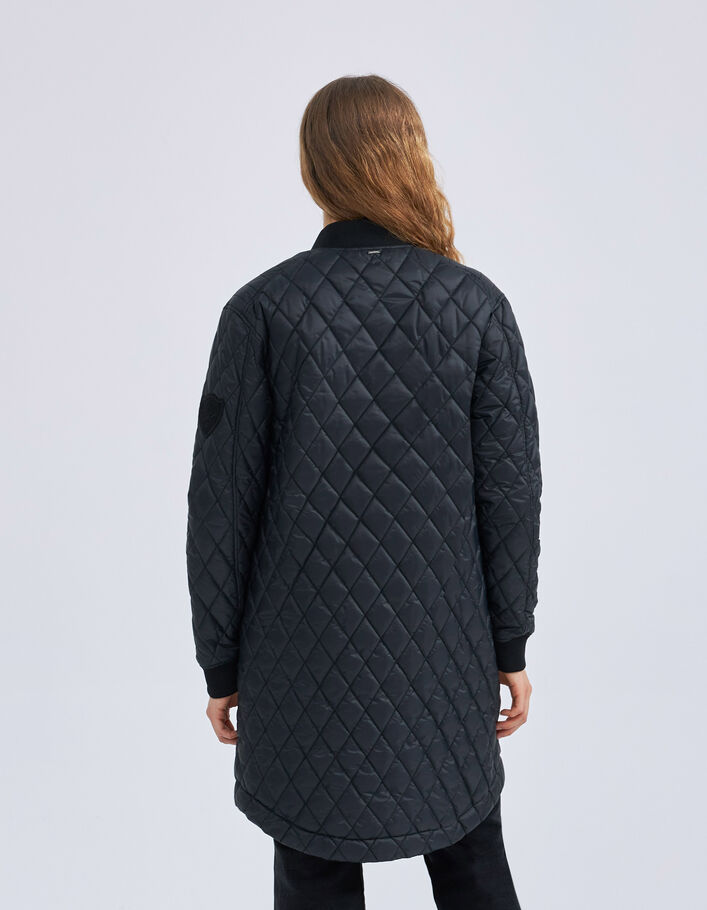 Sous-doudoune noire mi-longue matelassée Femme