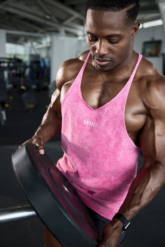 Man Active Jersey-Tanktop mit Acid-Waschung und rohem Saum