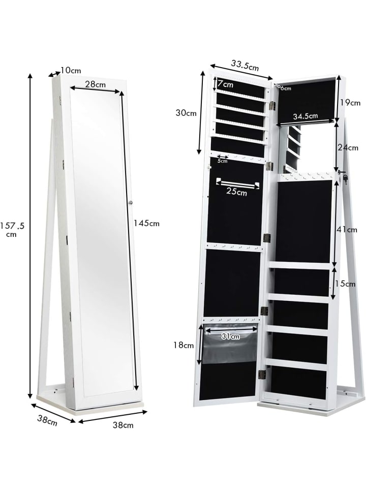 COSTWAY Schmuckschrank abschließbar 157cm in Weiß günstig kaufen onesize
