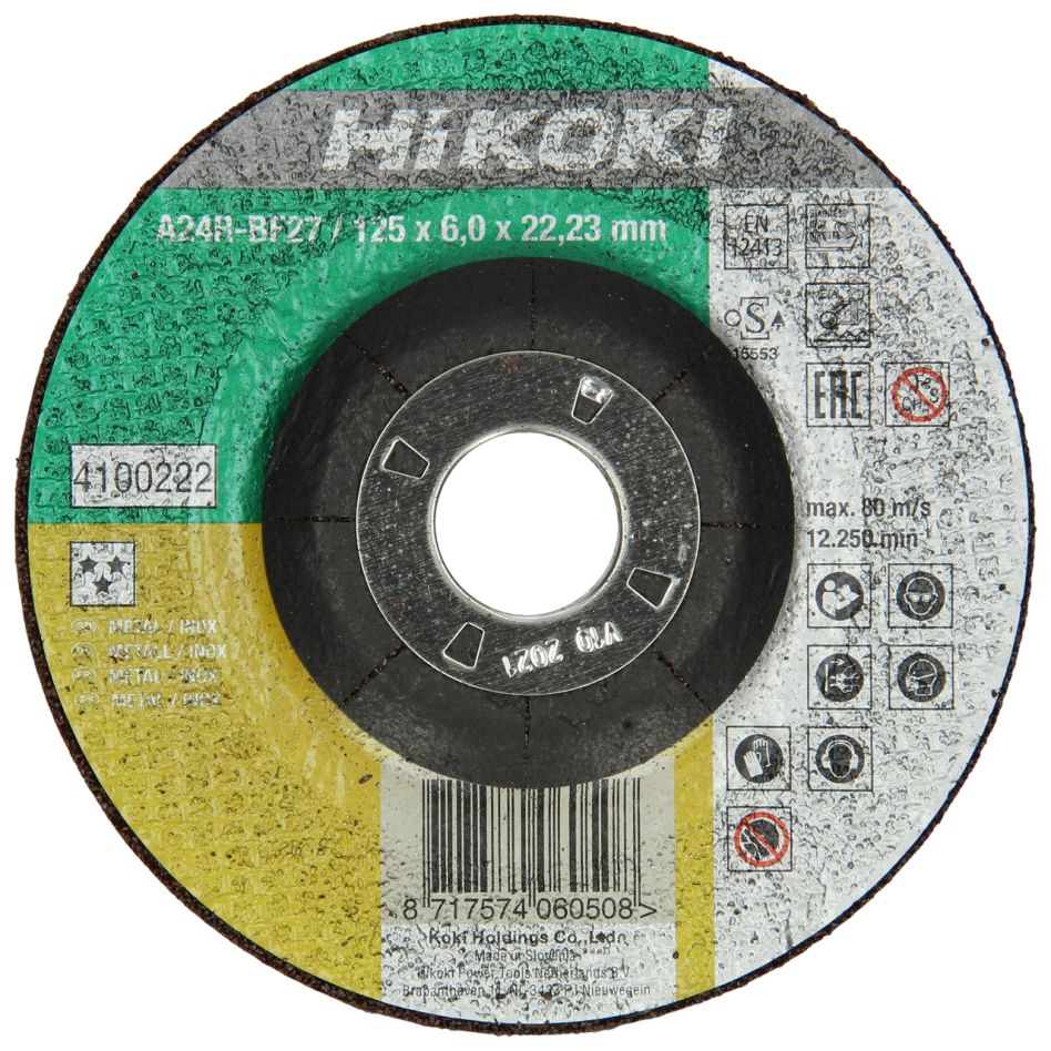 HiKOKI Zubehör 4100222 Entgratscheibe 125x6,0x22,23 mm Edelstahl DPC
