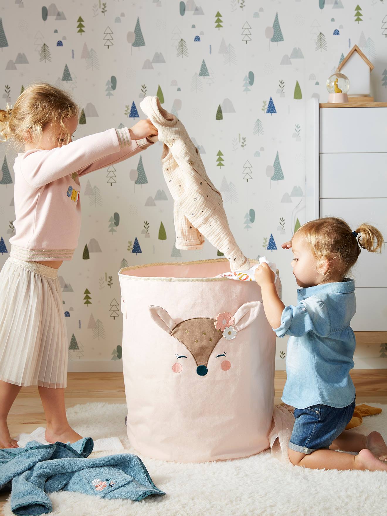 Vertbaudet Kinderzimmer Aufbewahrungskorb XL REH - rosa