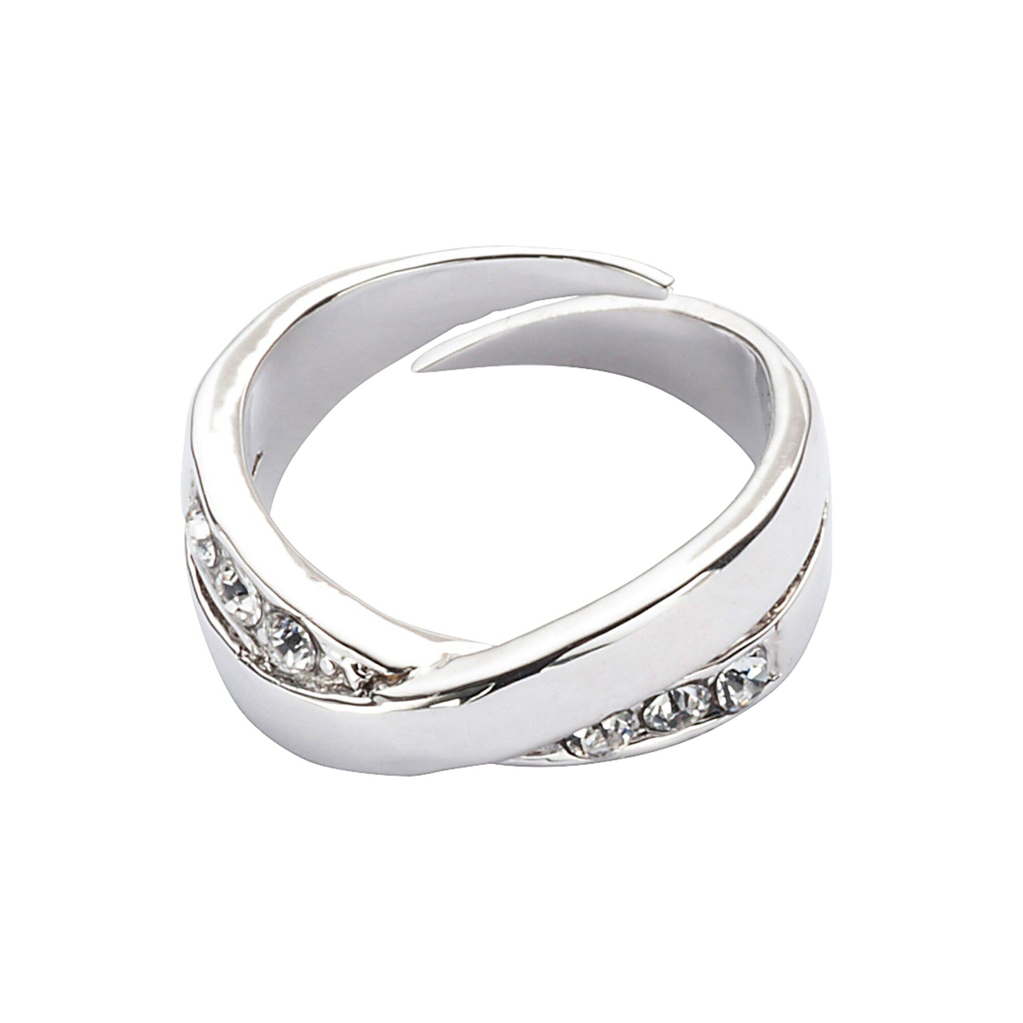 Bague réglable ornée de strass et argent