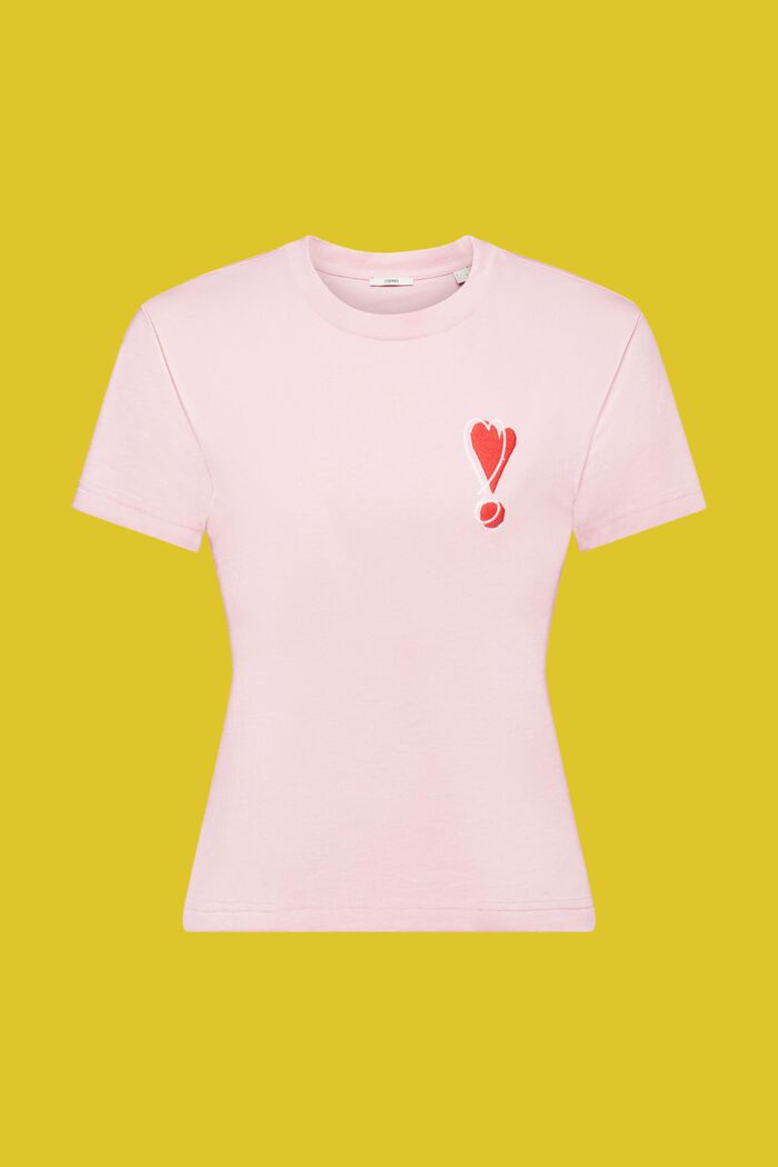Baumwoll-T-Shirt mit gesticktem Herzmotiv