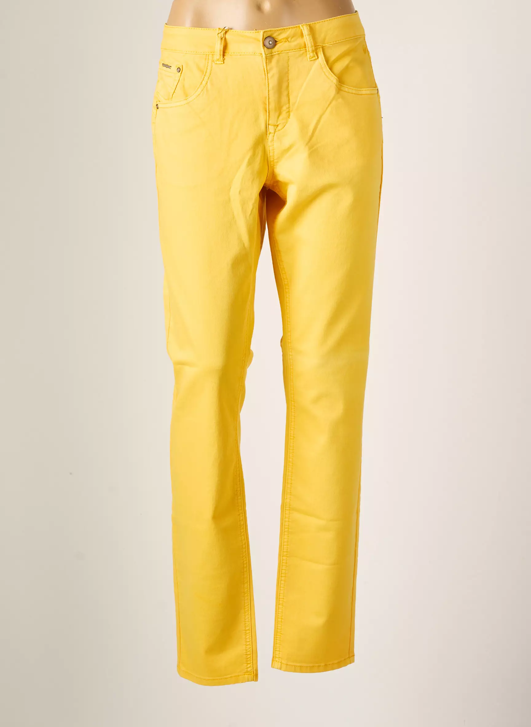 Cream Pantalons Slim Femme couleur jaune