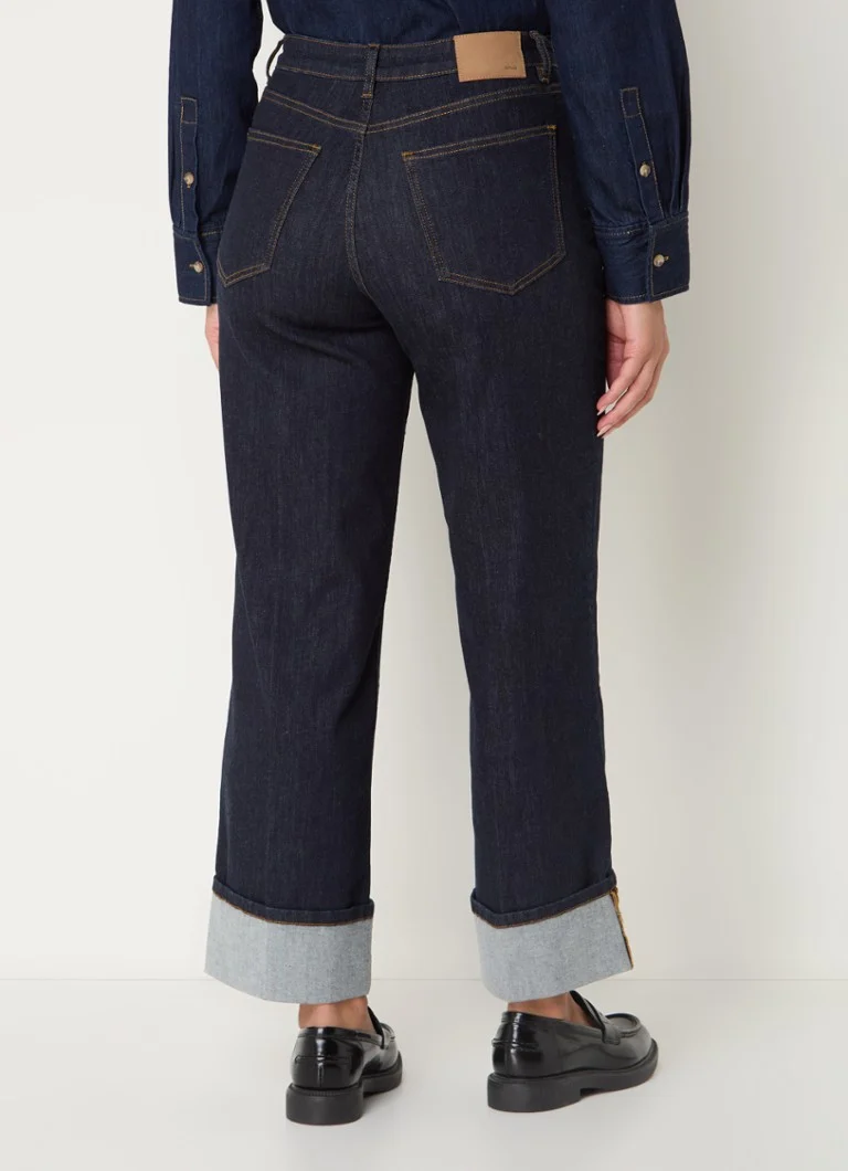 OPUS  Mipo high waist loose fit cropped jeans met donkere wassing