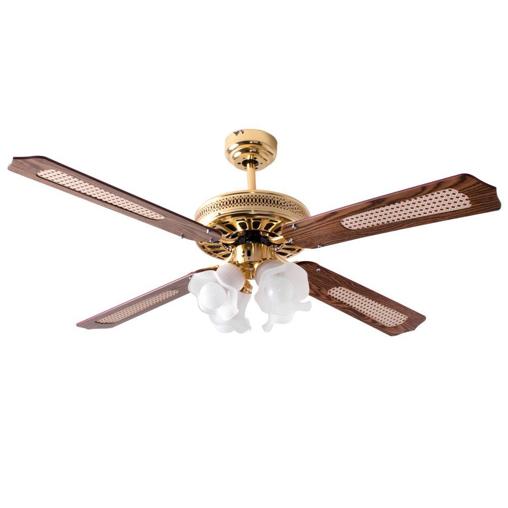 V-TAC Deckenventilator, Decken Ventilator Kühler Zugschalter Glas Leuchte Anti Mücken 3-Stufen