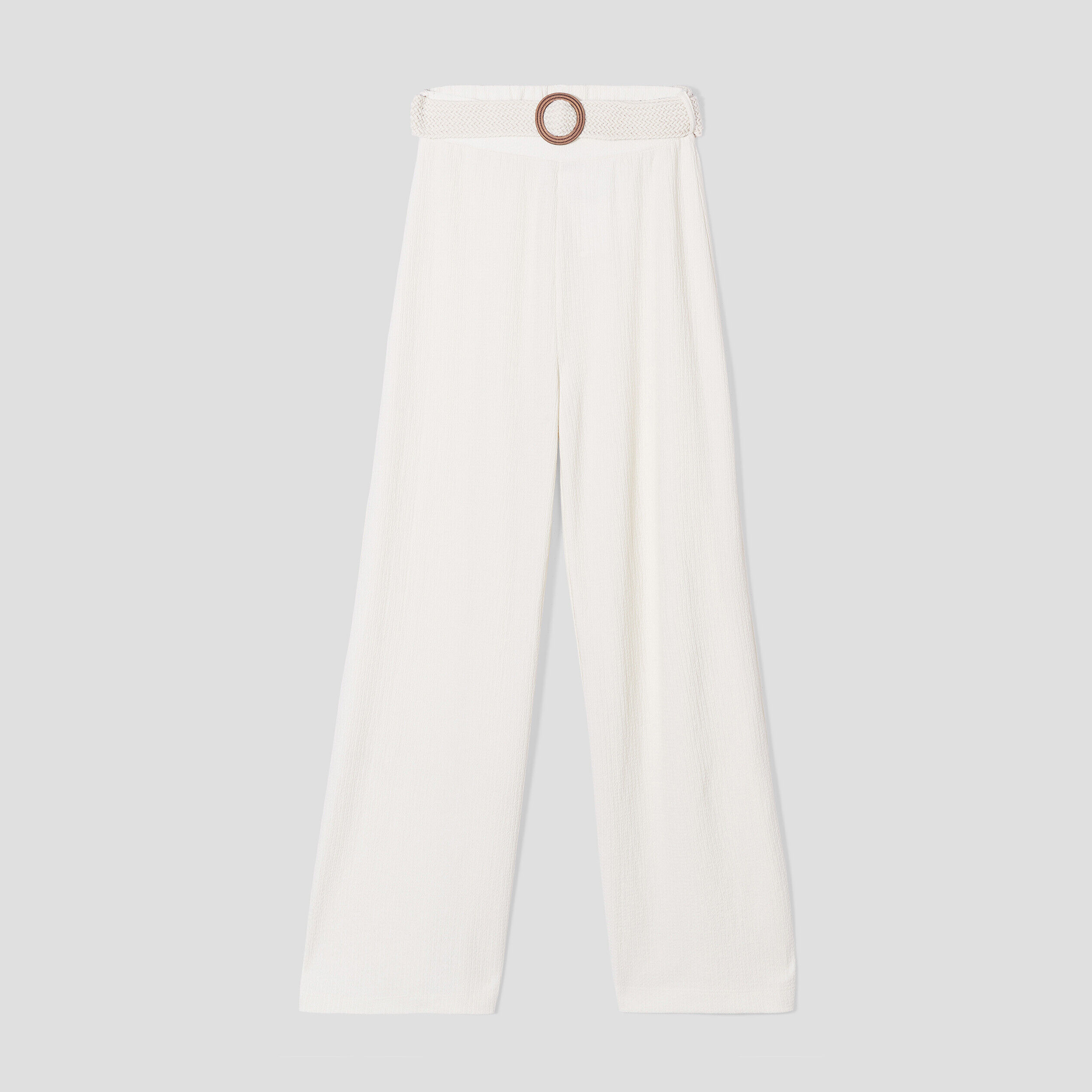 Pantalon large ceinturé sable femme | Cache Cache