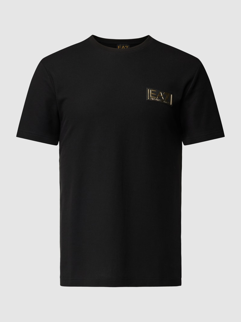 T-Shirt mit Label-Patch Modell 'PJRYZ' in schwarz