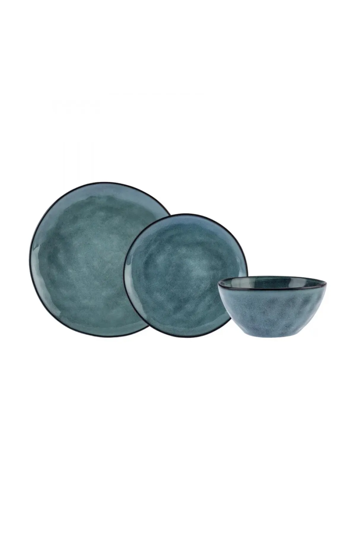 Karaca  Aria Reactive Glaze Tafelservice für 4, 12-teilig, Teller und Schüsseln, Geschirrset, Suppen