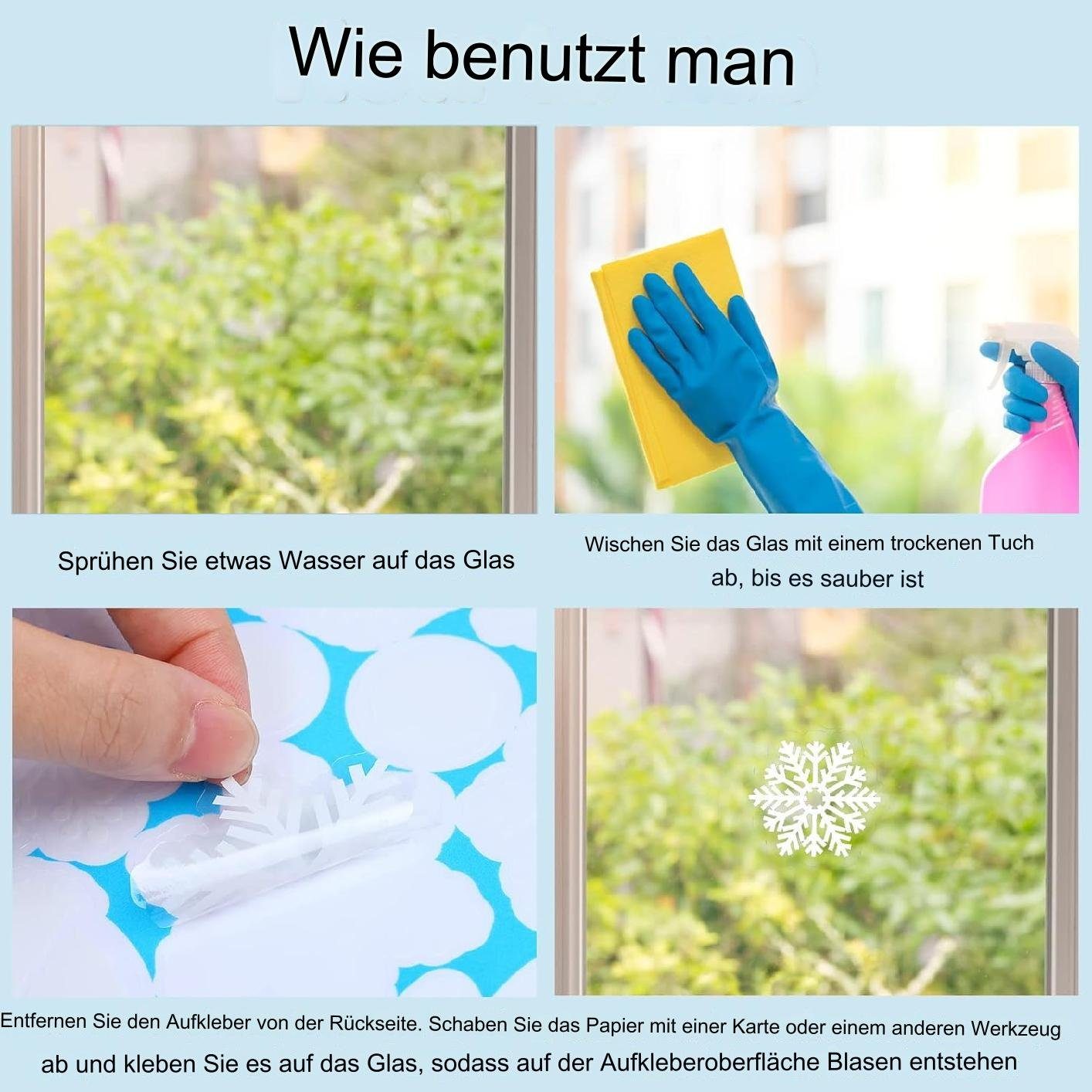 Fenstersticker Weihnachts-Fensterbilder Schneeflocken Fensterdeko, Fenstersticker, aikidio