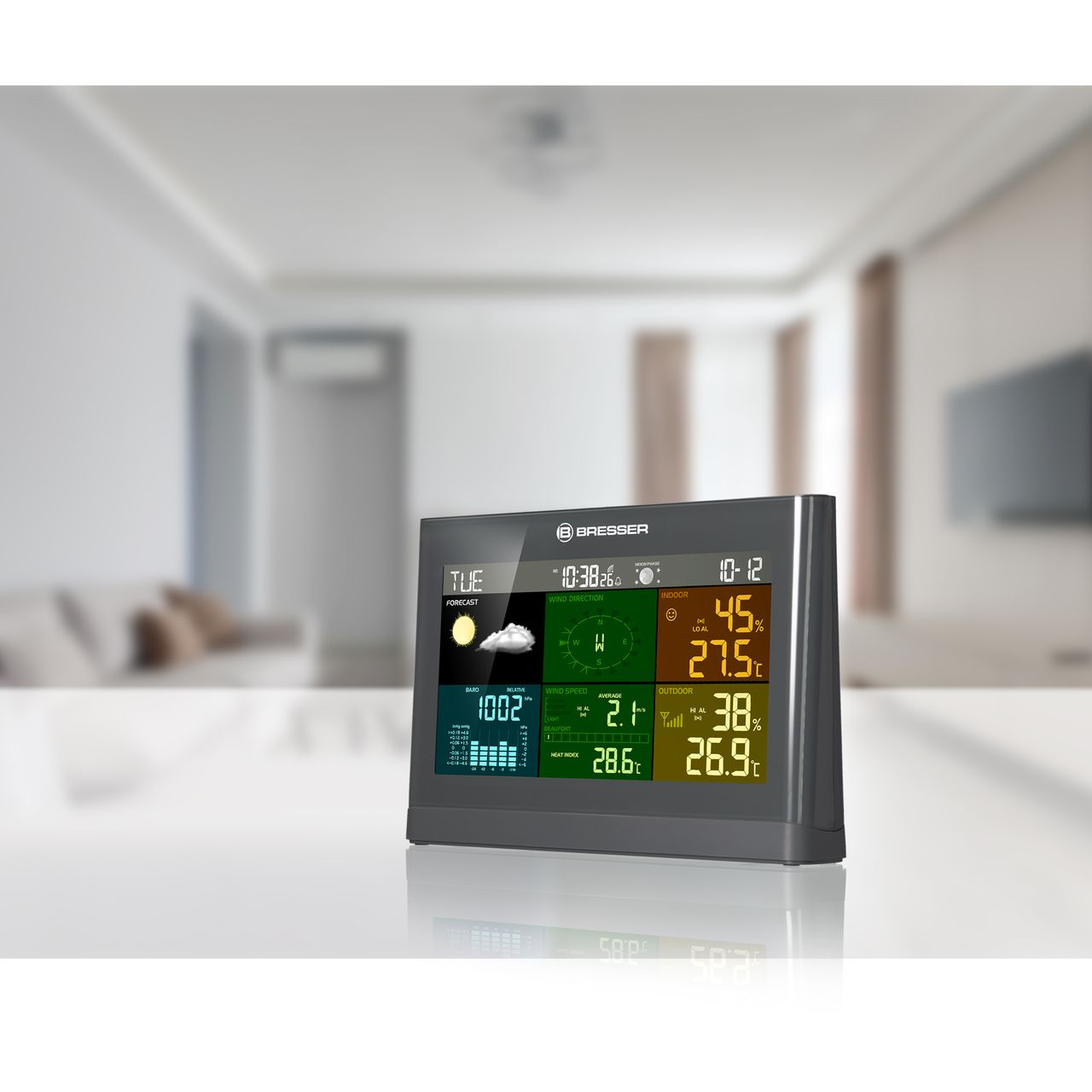 Bresser 5-in-1 Comfort Wetter Center mit Farbdisplay