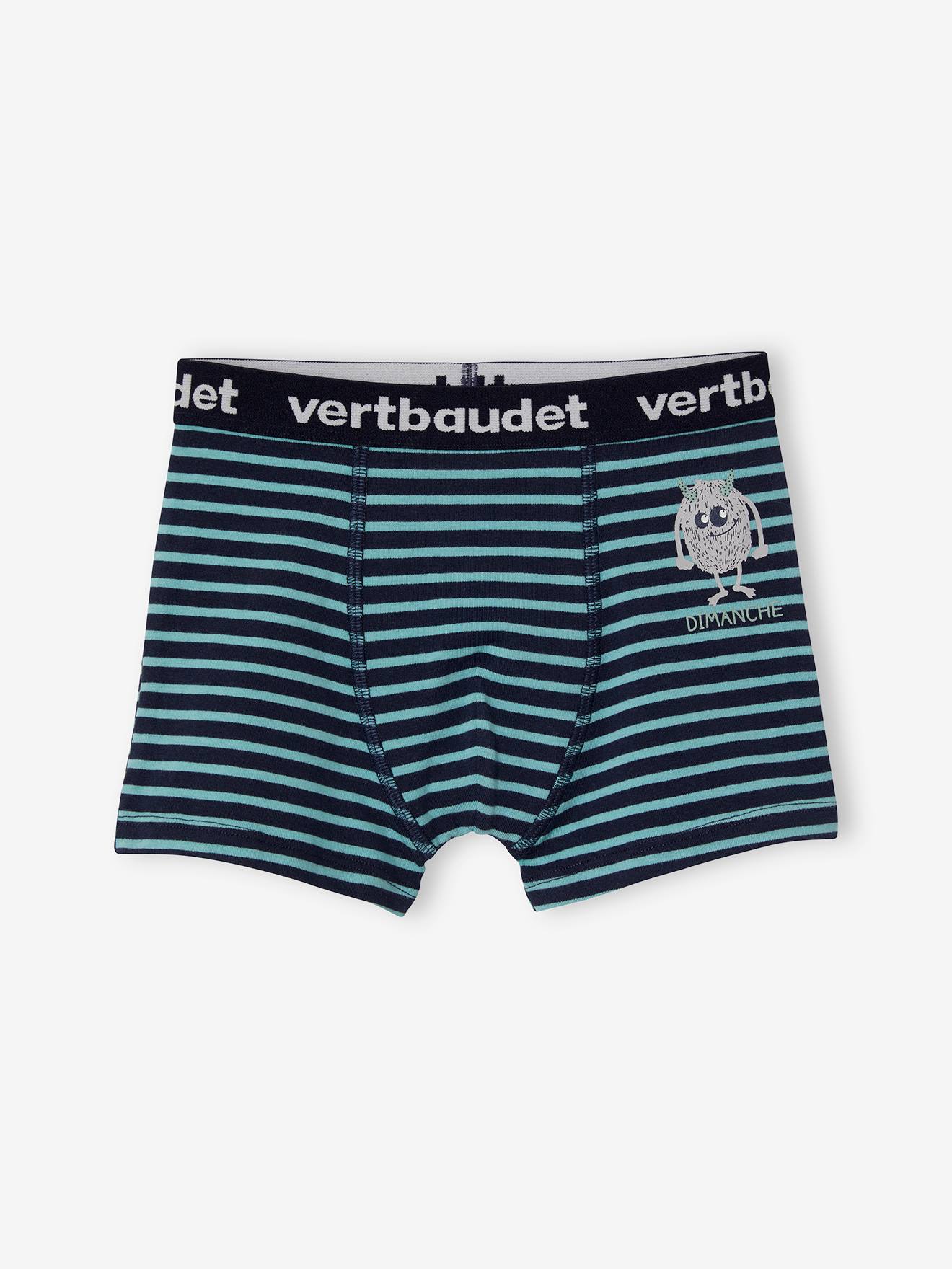 Vertbaudet 7er-Pack Jungen Boxershorts, Monster Oeko-Tex - pack dunkelgrün/gelb gestreift