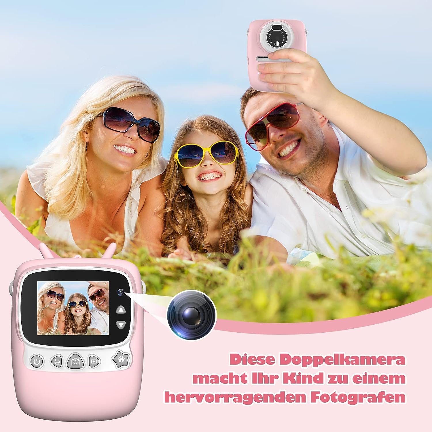 A Ade HD 1080P Sofortbildkamera Selfie Digitalkamera Kinderkamera (30 MP, WLAN (Wi-Fi), inkl. 2.4