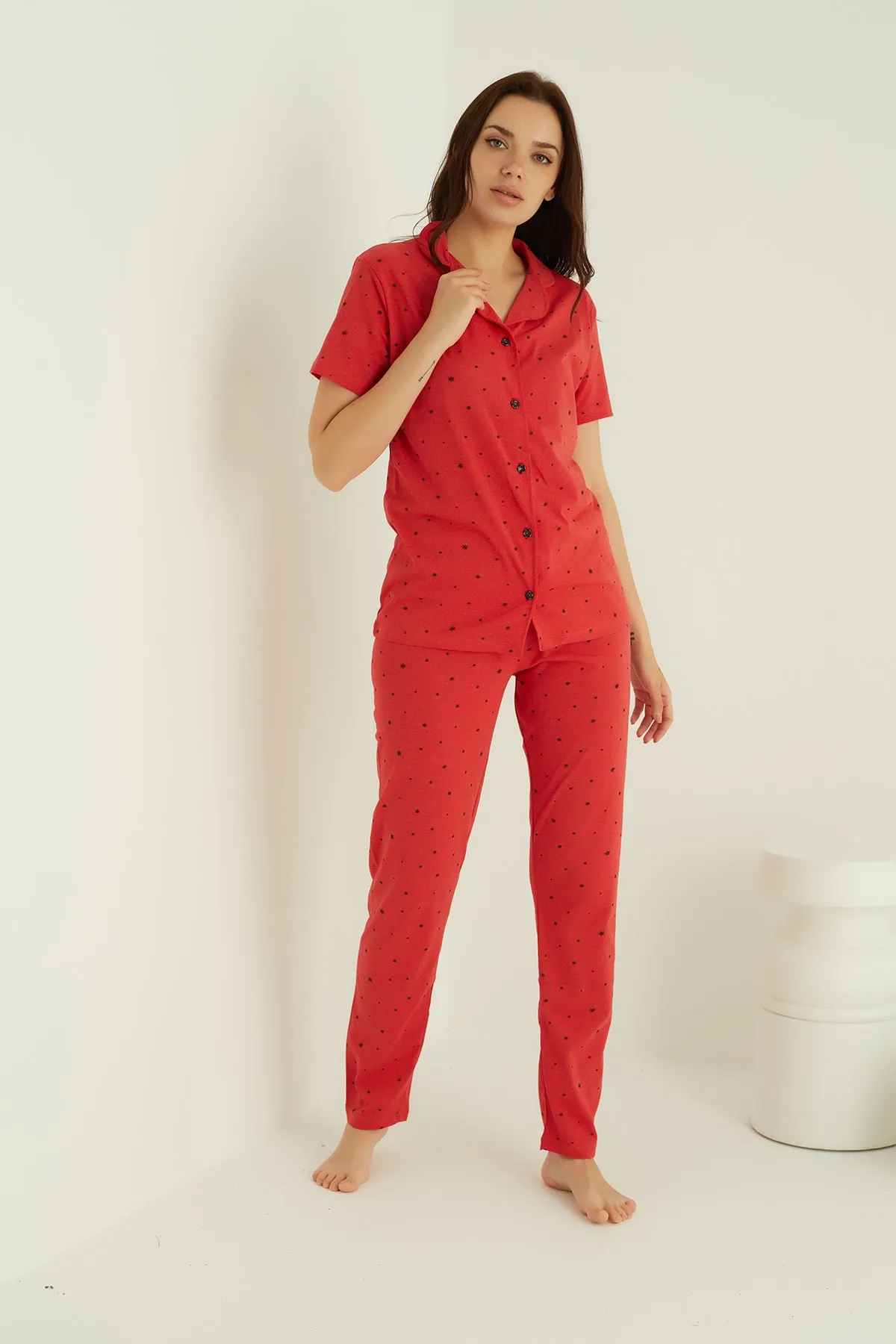ELİTOL  Pyjama-Set aus Baumwolle mit Knöpfen